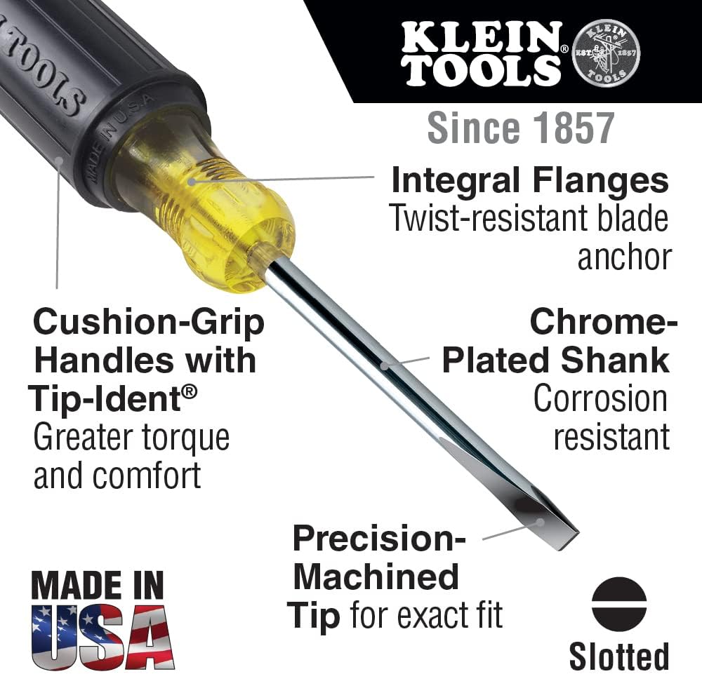 Alternative view of Klein Tools 85072 2-Piece Screwdriver Se, Made in USA, with Long Blade Slotted and Phillips Screwdrivers, Heat Treated Shafts and Cushioned Grips