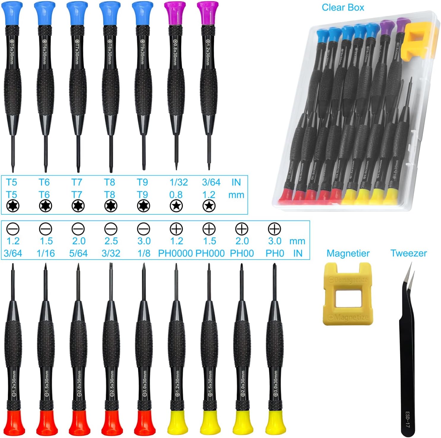 Alternative view of 18PCS Mini Precision Screwdriver Set With Case, Lengnoyp Magnetic Small Flathead Phillips Pentalobe Torx Star Screwdriver Set Kit and Tweezers for Repairing Computer Eyeglass Phone Watch