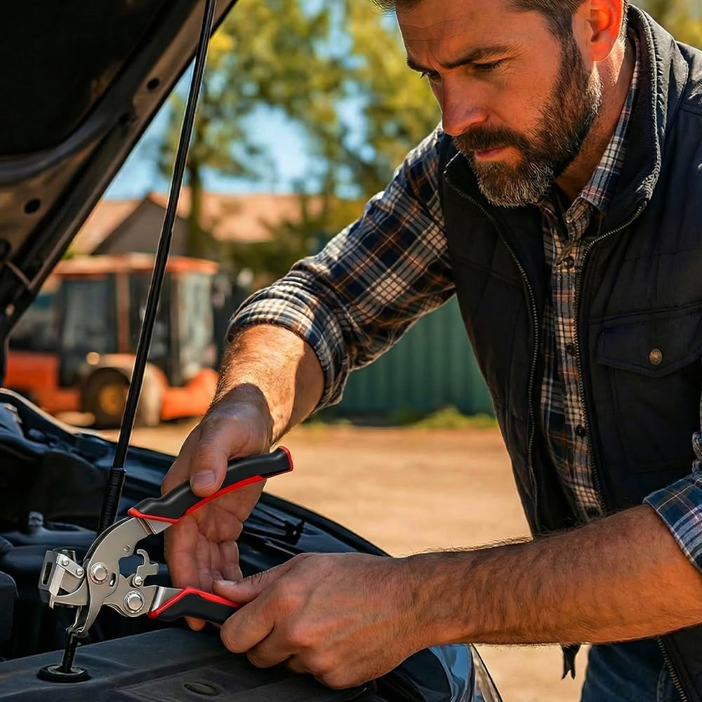 Car Clip Pliers Disassembly Tools, Heavy Duty Spring Loaded Auto Trim Removal Tool, Easily Removes Stubborn Clips Plastic Rivets Dashboard Bike Tire Fasteners (1pc)