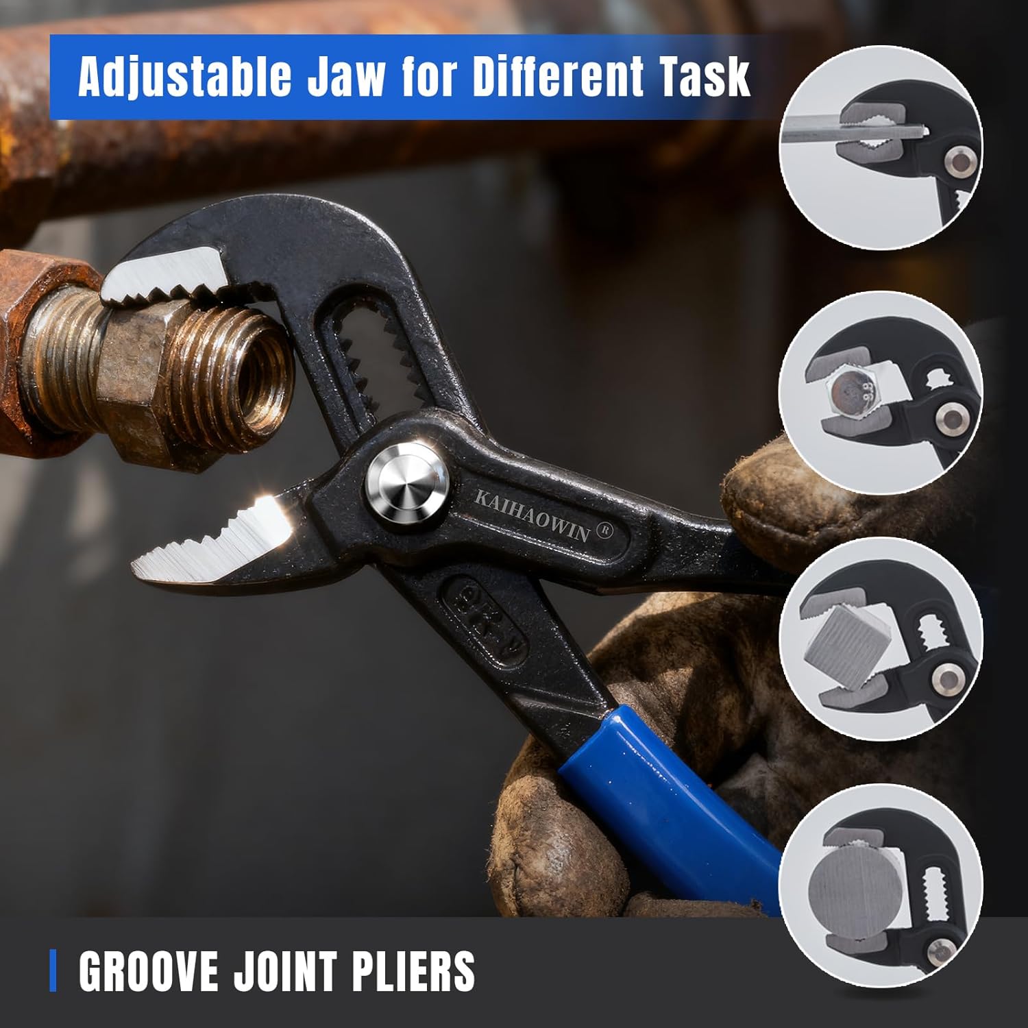 Alternative view of KAIHAOWIN 11-Piece Home Tool Kit with Carry Case - CR-V Steel Pliers Set, Wrench, Hammer, Screwdriver & Wire Cutter for DIY Repair, Automotive, Plumbing & Household Maintenance