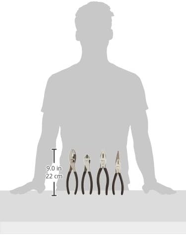 Amazon Basics Pliers Set, Hand Tools for Precision, Set of 4, Black and Silver