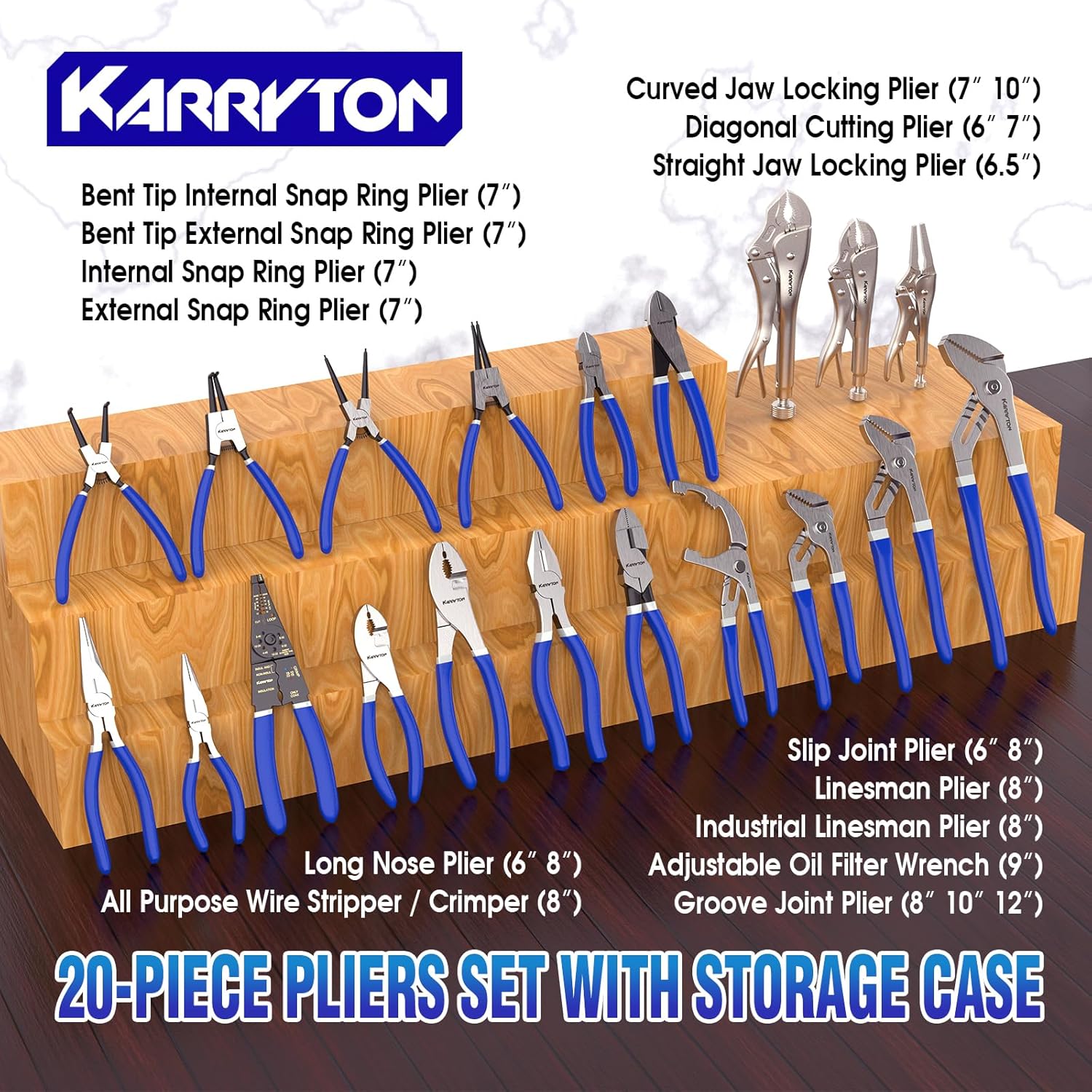 20-Piece Pliers Set, Versatile Plier Tool Set w/Black Carry Box, Great Ideal for Professional Workers, Technicians, Homeowners, Handymen and DIY Enthusiasts