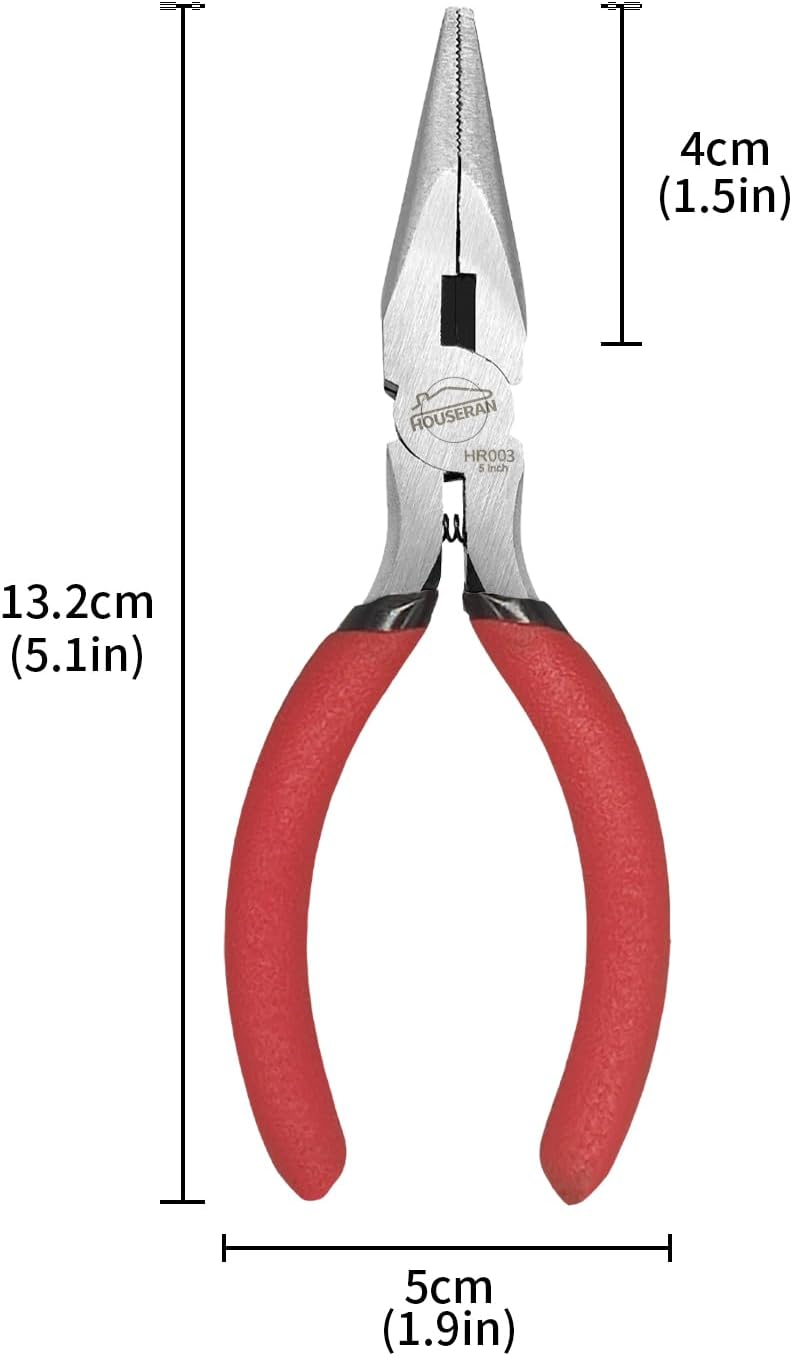 Alternative view of HOUSERAN Needle Nose Pliers, 5 Inch, 5 Pack, Long Nose Pliers with Side Cutter, Spring Loaded for Cutting and Bending Wire