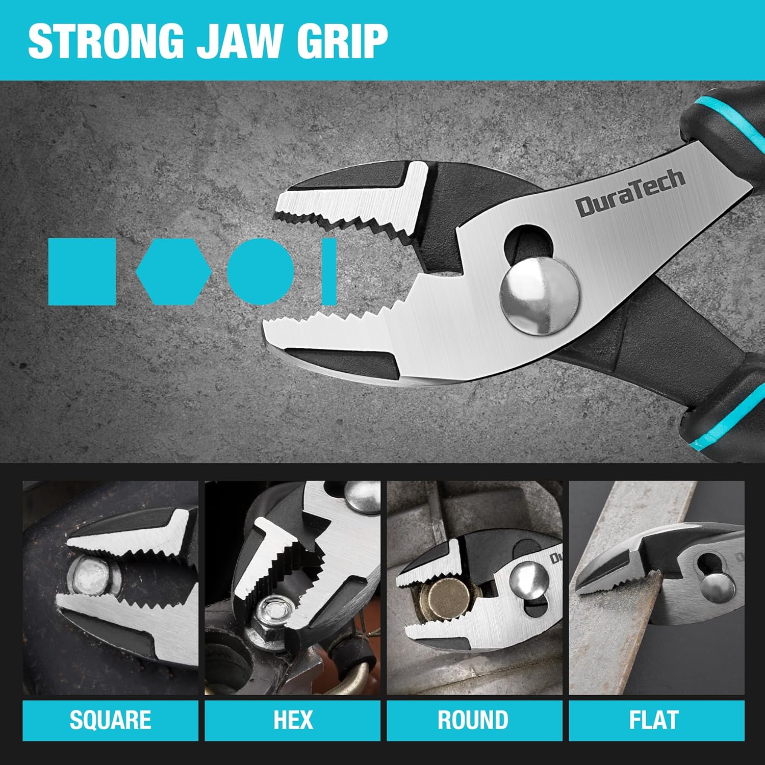 Alternative view of DURATECH 6 Inch Slip Joint Pliers, Small Pliers with Comfortable TPR Handle, High Carbon Steel, Swivel Rivet, Strong Sharp Teeth, Pliers for Tightening, Loosening and Gripping Nuts and Bolts