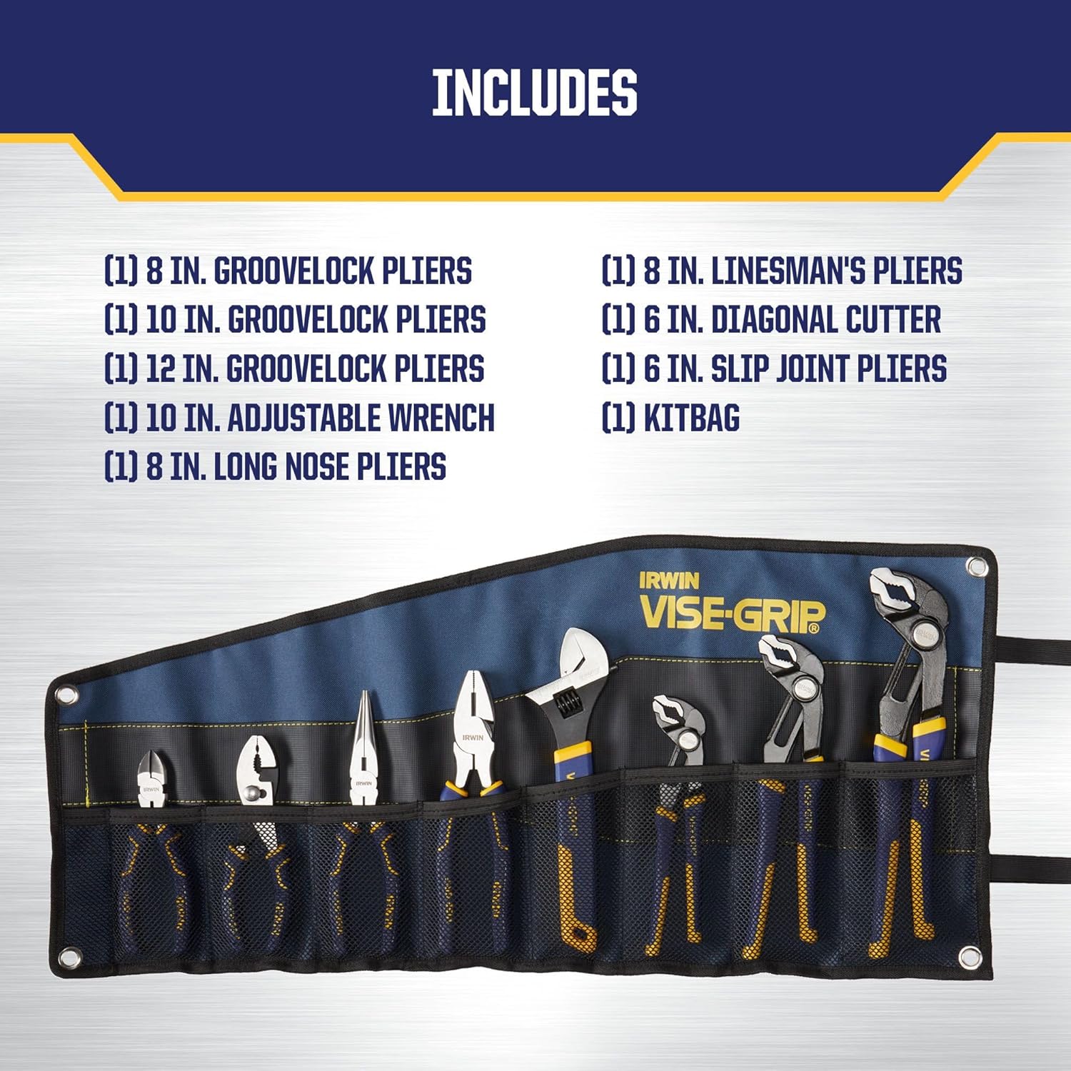 IRWIN Tools VISE-GRIP GrooveLock Pliers Set, 8 Piece, 2078712