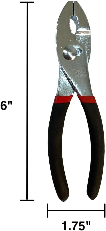 Edward Tools Slip Joint Pliers 6u201D (Pack of 2) - Heavy Duty Carbon Steel with Rubber Grip Handle - Fine Grip Teeth in Front and Coarse Teeth in Back - Rust Resistant Finish