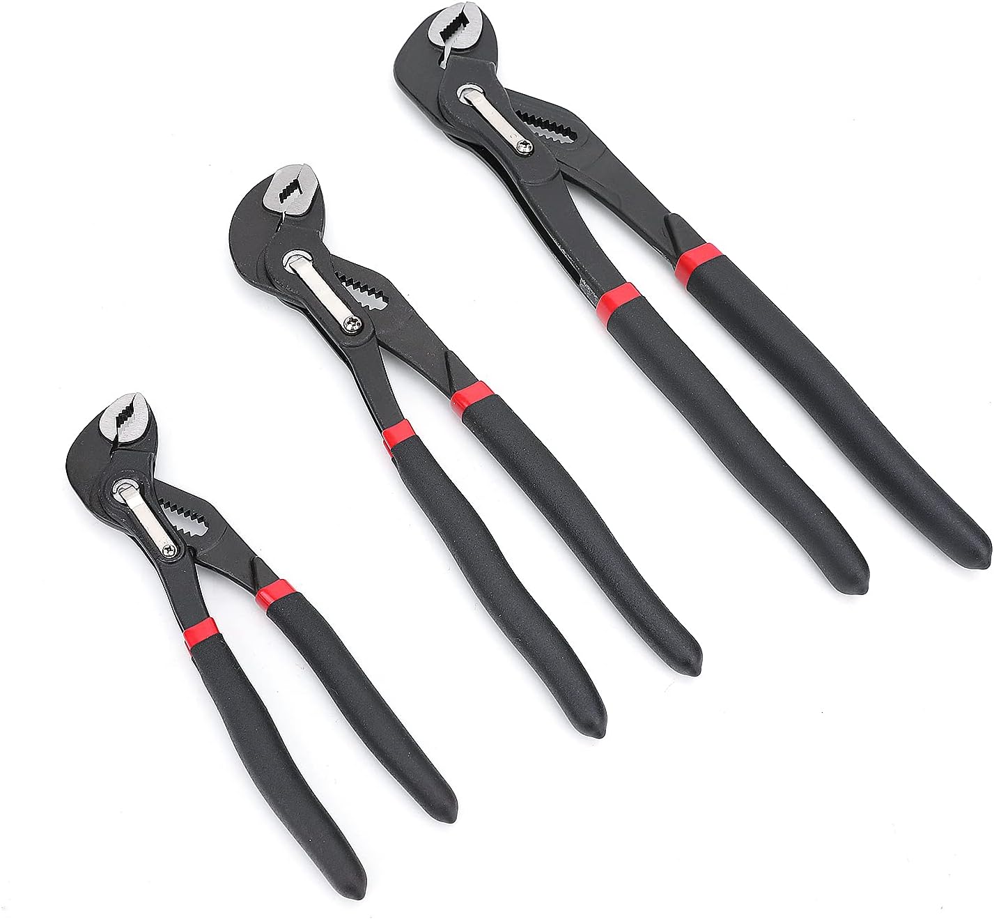 Alternative view of Amazon Basics 3-Piece Quick Release Groove Joint Pliers Set, Drop Forged Chrome Vanadium Steel, Includes 7-inch,10-inch, and 12-inch, Black
