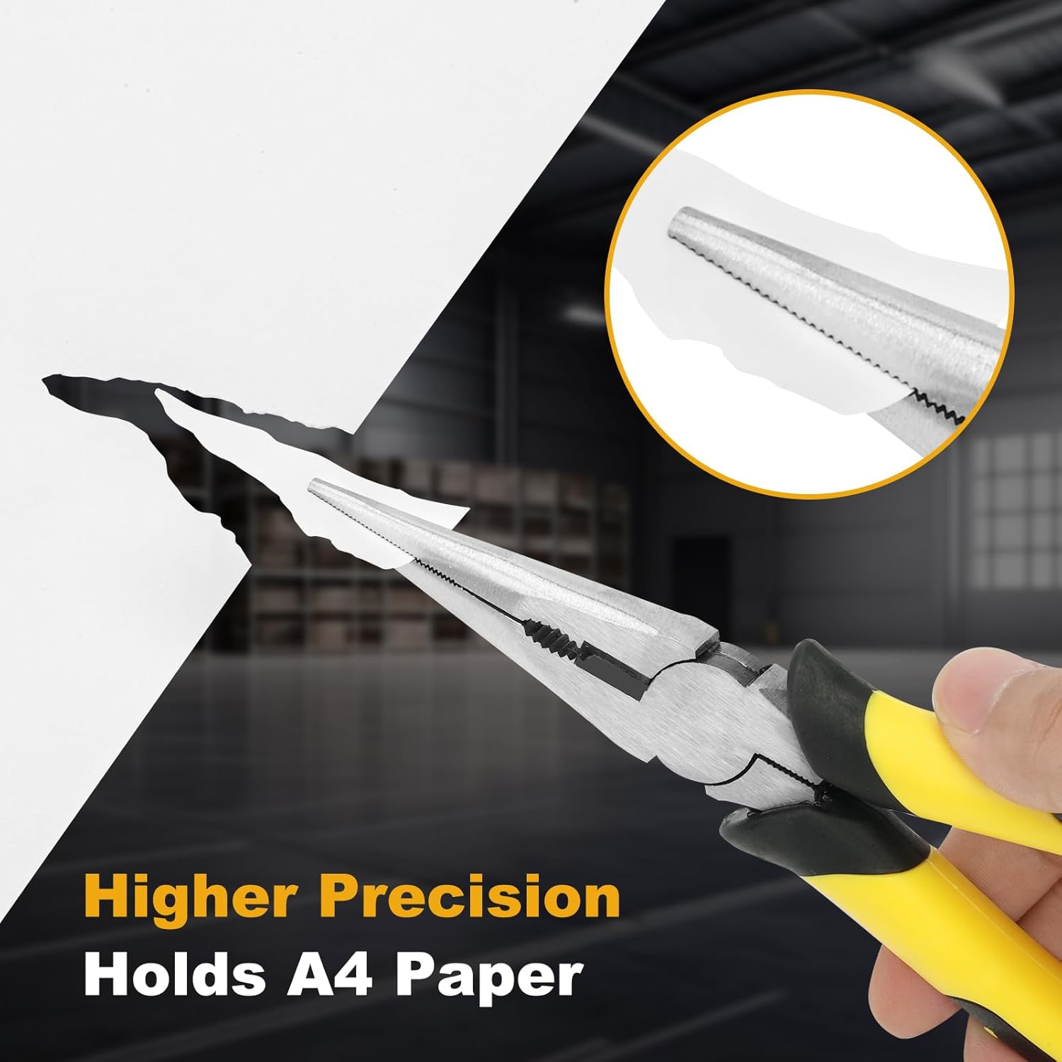 Alternative view of Premium 8-Inch Needle Nose Pliers, Heavy-Duty Steel Long Nose Cutting Pliers with Wire Cutter, Paper Clamp Precision, Anti-Slip Comfort Grip for Home, Fishing, Jewelry and Crafts