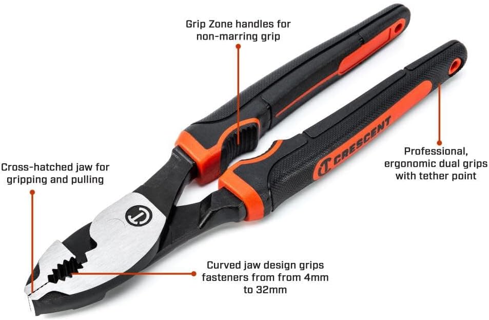 Alternative view of Crescent Z2 Dual Material Slip Joint Pliers - Cushion Grip Wire Cutter Hand Tool for Home Improvement & Repair - 6" - HTZ26CG