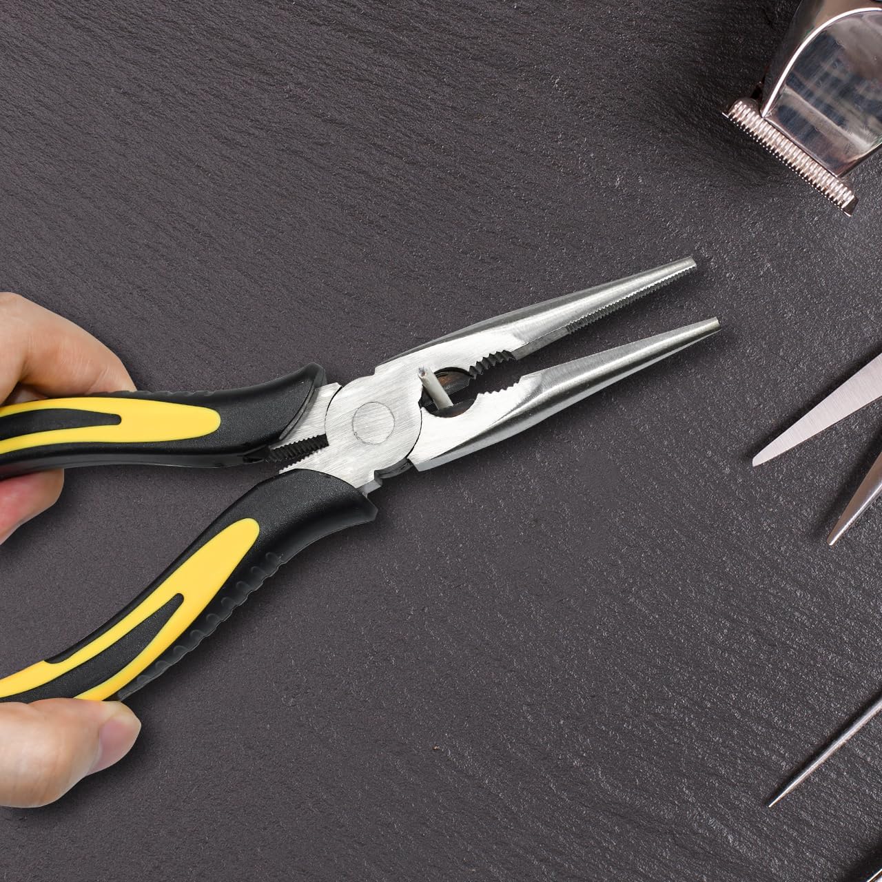 ZUZUAN Premium Long Needle Nose Pliers-6''&8'', Paper Clamp Precision, High Carbon Steel, Soft Grip with Wire Cutter, Long Nose Cutting Pliers for Home, Fishing, Jewelry, Crafts,2pcs