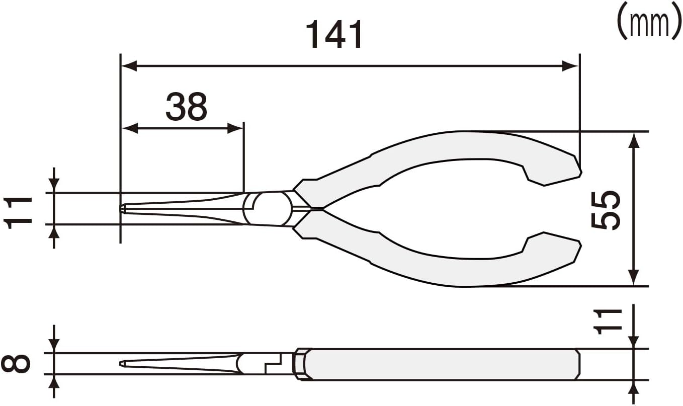 ENGINEER Precision Mini Long Nose Pliers (Needle tip) 141mm Professional Grade ESD Safe with Carbon Steel Jaws. Made in Japan. PS-03