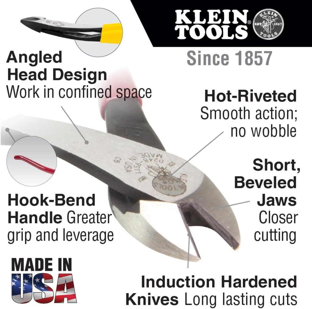 Alternative view of Klein Tools 94508 Pliers Set, Made in USA, Ironworker's Diagonal Cutting Pliers and Heavy Duty Side Cutters, Tie Wire Cutter for Rebar Work, 2-Piece Kit
