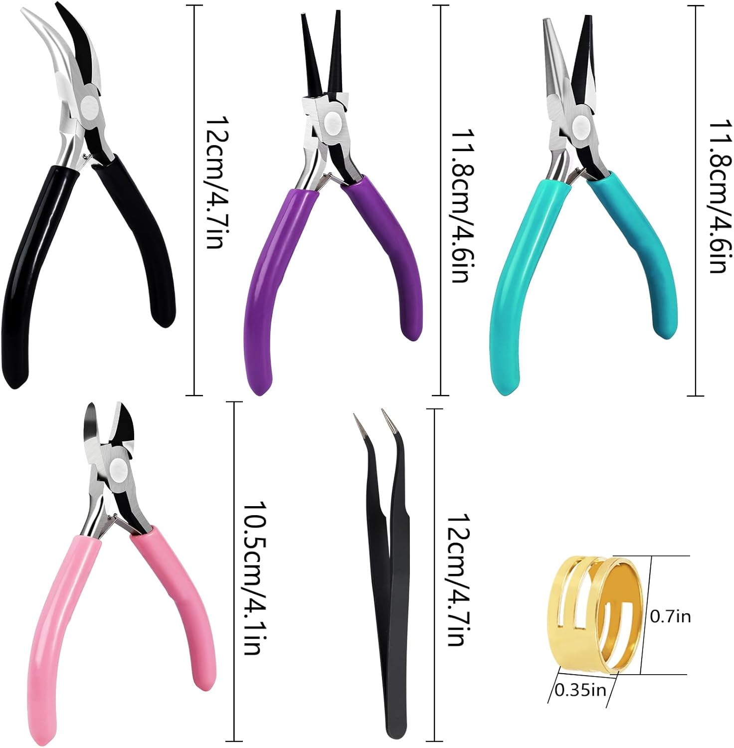 Alternative view of URSKYTOUS 4Pcs Jewelry Pliers Set Jewelry Making Pliers Tools Kit Include Jewelry Making Needle Nose Chain Nose Round Bent Pliers Wire Cutter for Bracelet Beading DIY Craft Jewelry Making Supplies