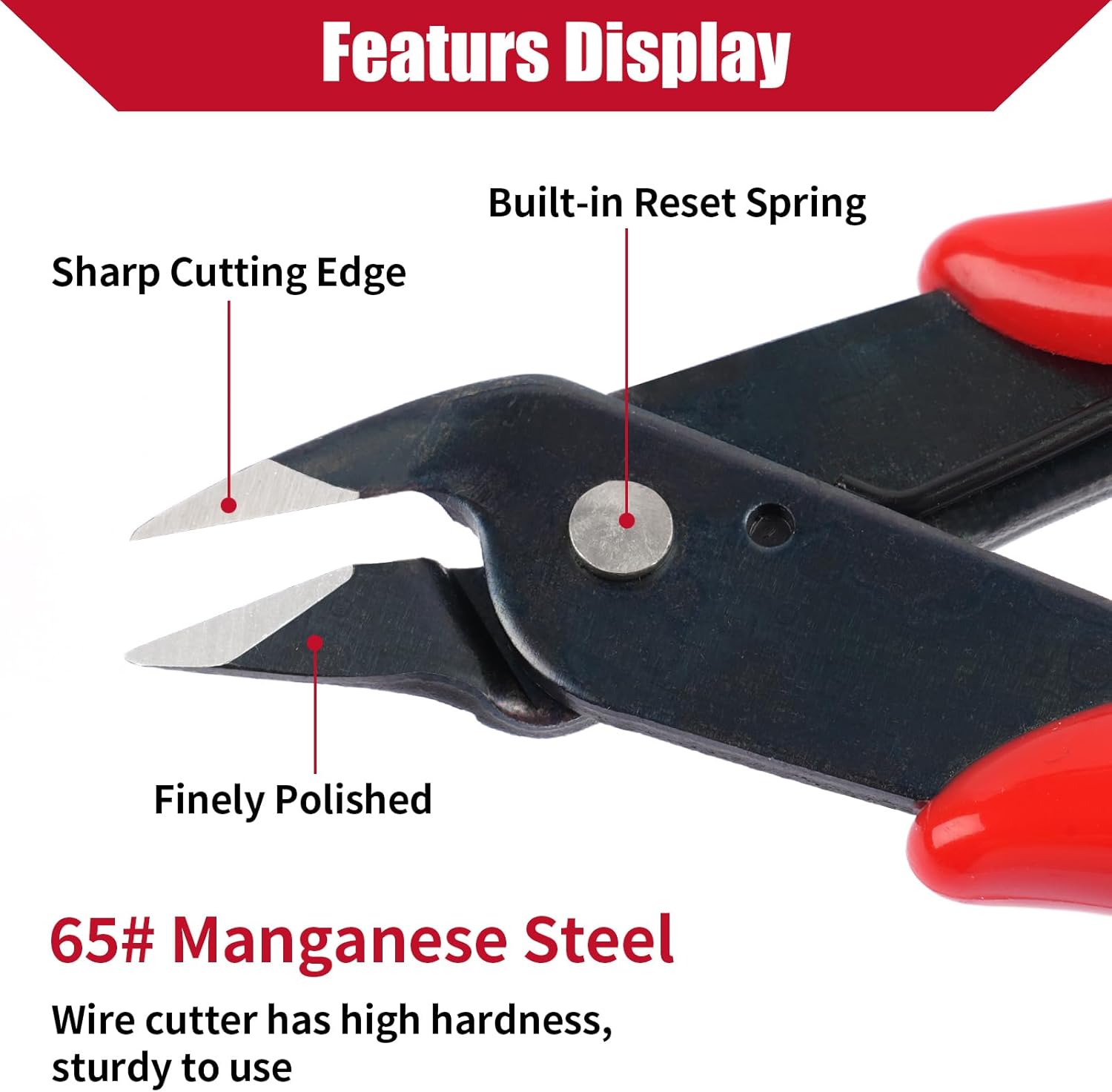 Alternative view of 5 Pack Micro Wire Cutters, 5 Inches Flush Cutters Pliers, Diagonal Side Cutters Nippers, Zip Tie Sprue Cutter for Electronics, Plastic Models, Jewelry (Red)