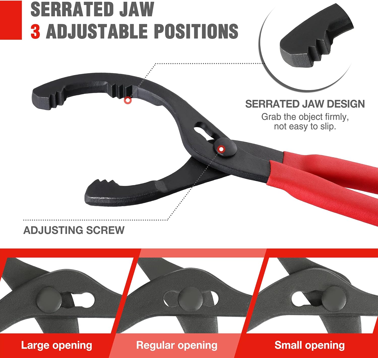 Alternative view of WORKPRO 12" Adjustable Oil Filter Pliers, Wrench Adjustable Oil Filter Removal Tool, Ideal For Engine Filters, Conduit, & Fittings, W114083A
