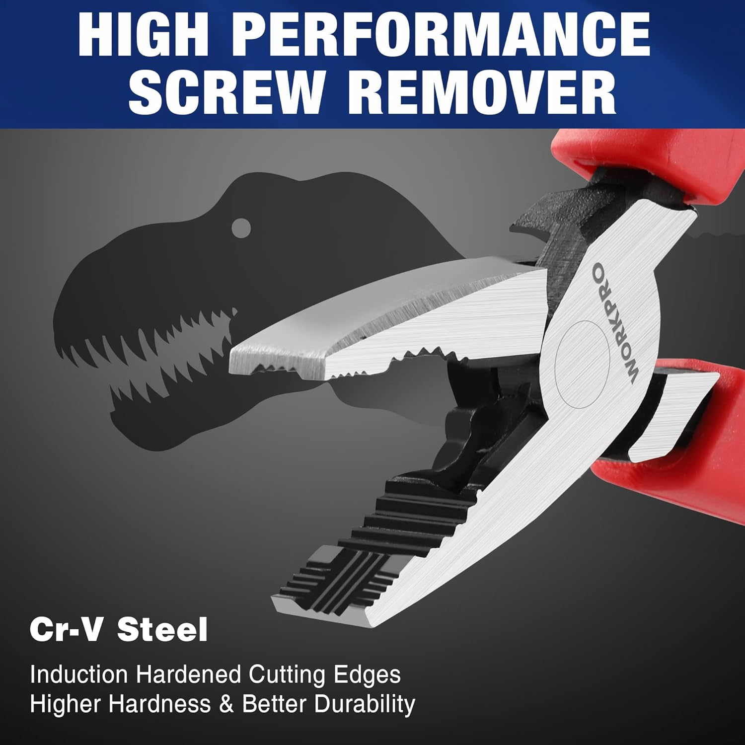 Alternative view of WORKPRO 6.5" Linesman S Screw Extractor Pliers(Combination Pliers) with Unique Non-slip Jaws, Stripped Screw Remover Tool, Lineman Plier for Quickly Removal of Damaged or Rusted Fasteners