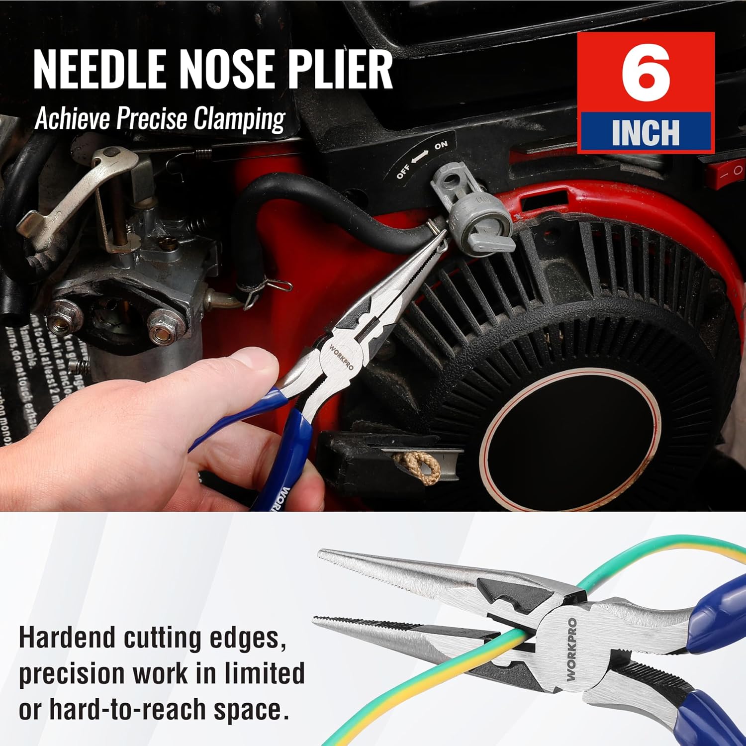 Alternative view of WORKPRO Pliers Set, 3-Piece Plier Tool Set with Soft Handle, 6" Needle Nose, 6" Slip Joint, 8" Groove Joint Plier for DIY & Home Use