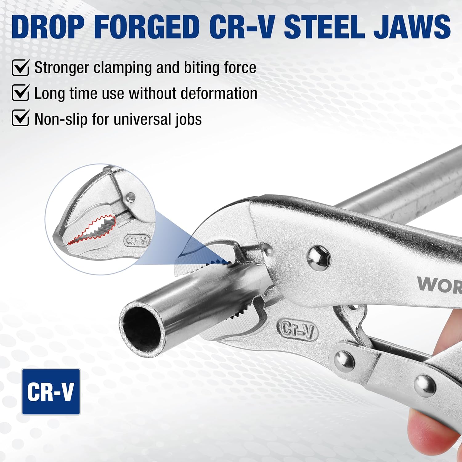 Alternative view of WORKPRO 5-Piece Locking Pliers Set, Pliers Tool Set, Vice Grips with Chrome-vanadium Steel, 5/7/10 inch Curved Jaw Pliers, 6.5/9 inch Long Nose Pliers