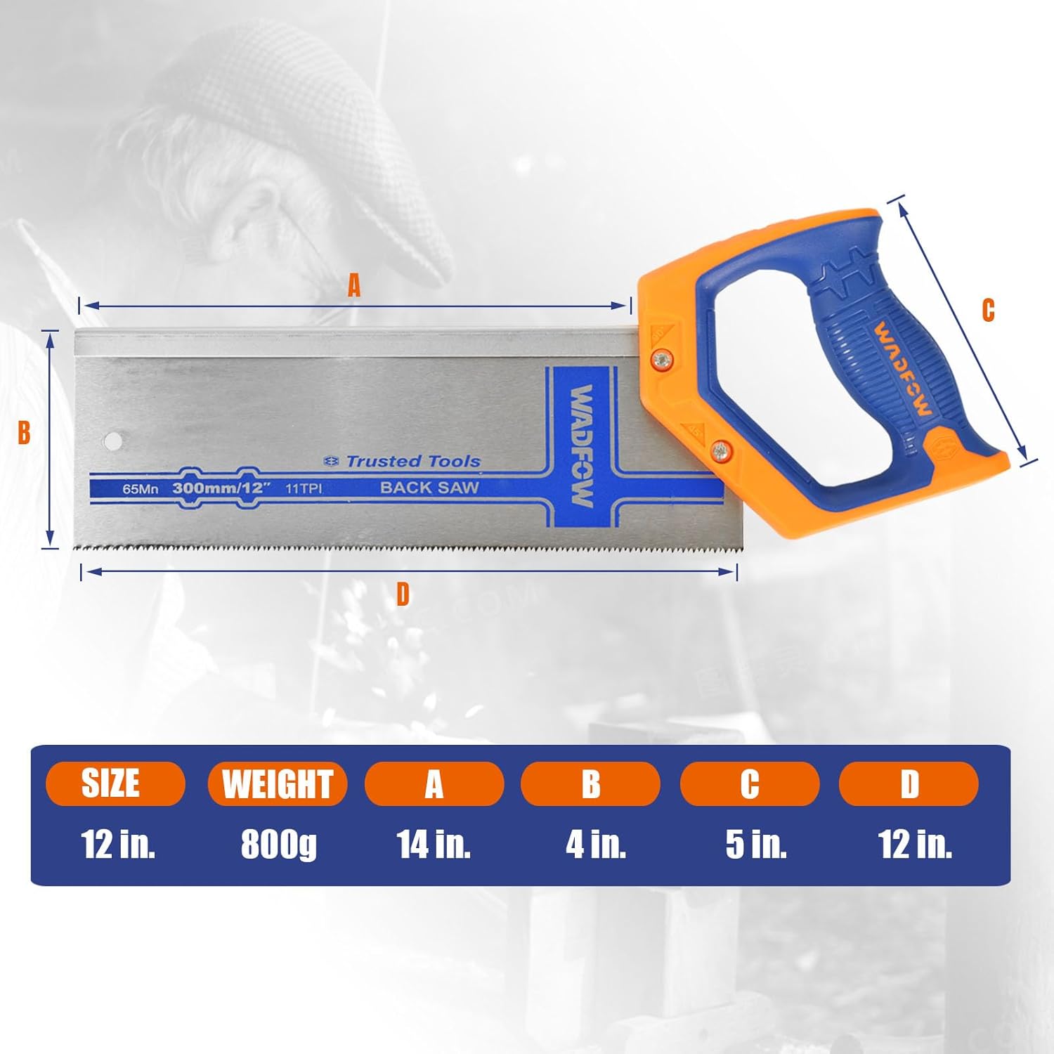 Alternative view of WADFOW 12 Inch Pro Hand Saw: 11 TPI Fine-Cut Soft-Grip Hardpoint Handsaw with Ergonomic Non-Slip Handle - Perfect for Sawing, Trimming, Gardening, Drywall and Plastic Pipes