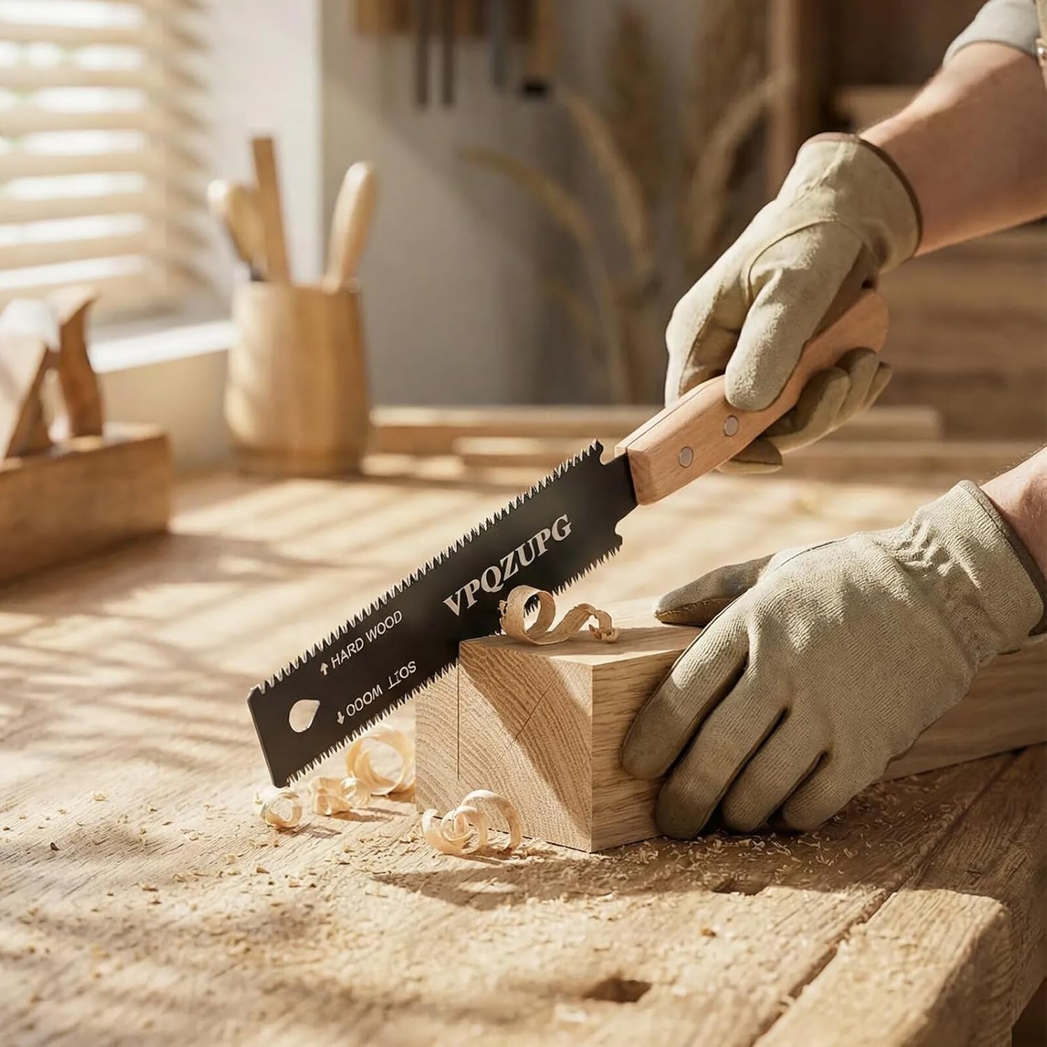 Japanese Hand Saw,Hand Saw, Woodworking Tools, 6-Inch Pull Saw,Flexible Double-Edge Blade 17/11 TPI