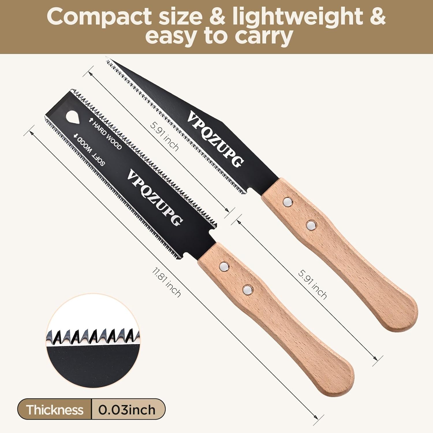 Alternative view of Japanese Hand Saw,Hand Saw, Woodworking Tools, 6-Inch Pull Saw,Flexible Double-Edge Blade 17/11 TPI