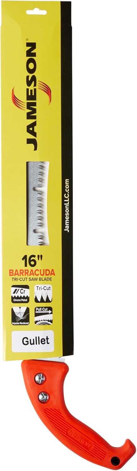 Alternative view of Jameson Barracuda™ Tri-Cut Gullet Edge Hand Saw – 16-Inch Ultra-Sharp Blade, Ergonomic Soft Grip Handle, Impulse-Hardened Teeth for Efficient & Clean Cutting