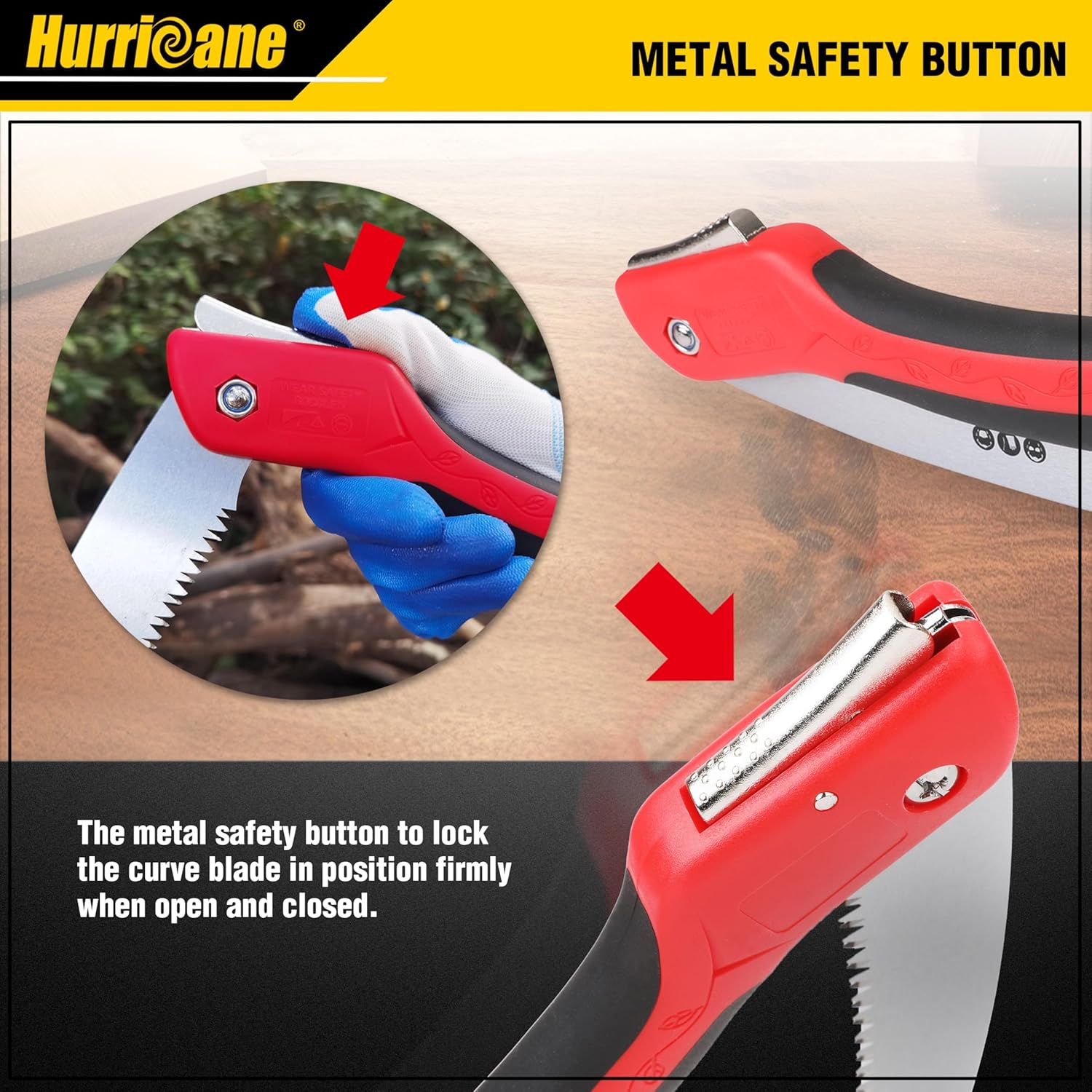 Alternative view of HURRICANE Folding Saw/10 Inch Pruning Implement/Wood-Cutting Gear/Camping Tree Cutter with SK5 Curved Blade/Triple-cut Razor Teeth/Outdoor Portable Cutter for Tree Trimming Gardening Hiking