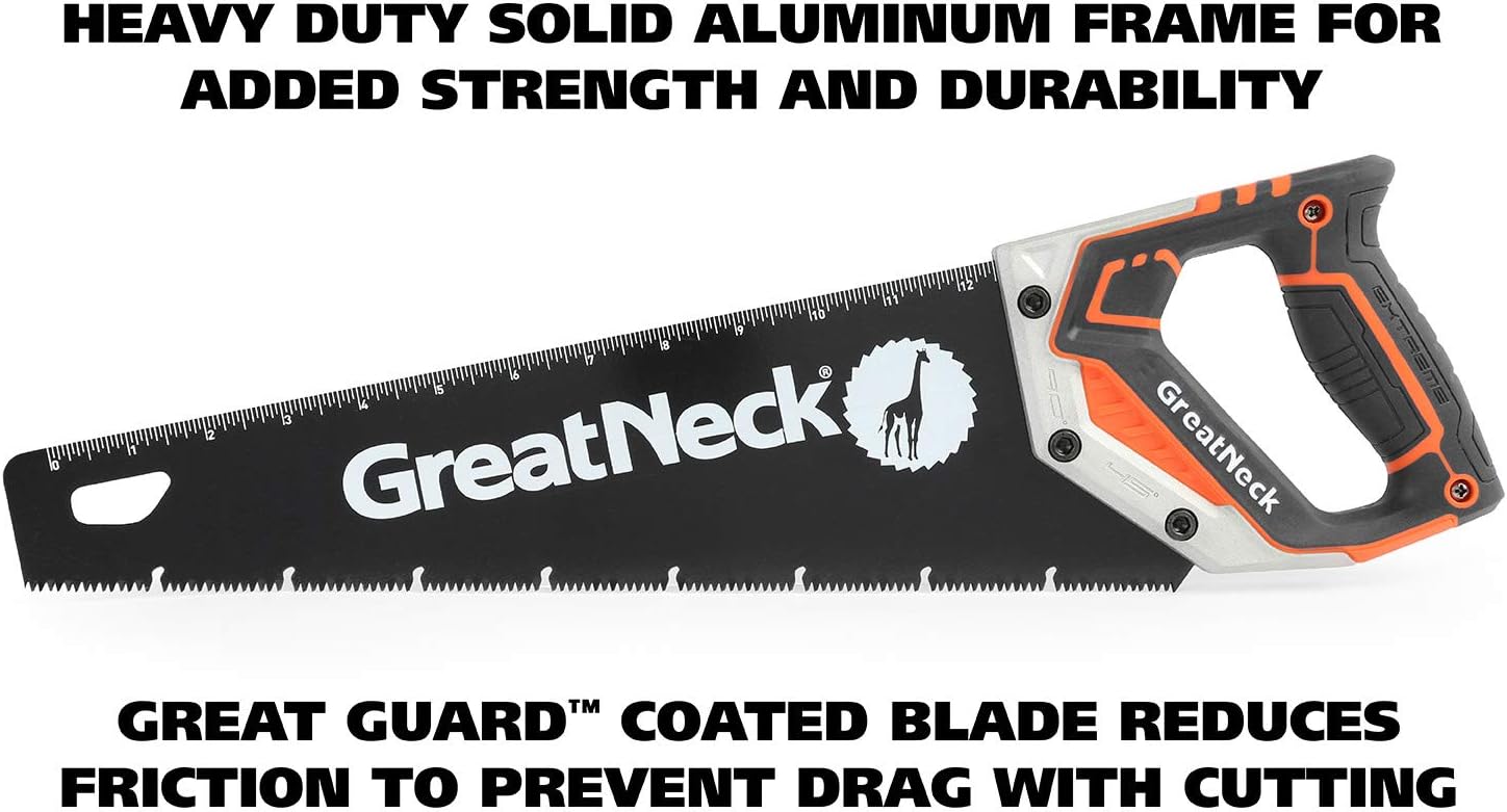 Alternative view of GreatNeck 74003 15" Hand Saw, SK-5 Steel Blade, Tri-Bevel Teeth, Comfort Grip, Aluminum Frame u2013 Wood Cutting Tool for Precise, Fast Cuts
