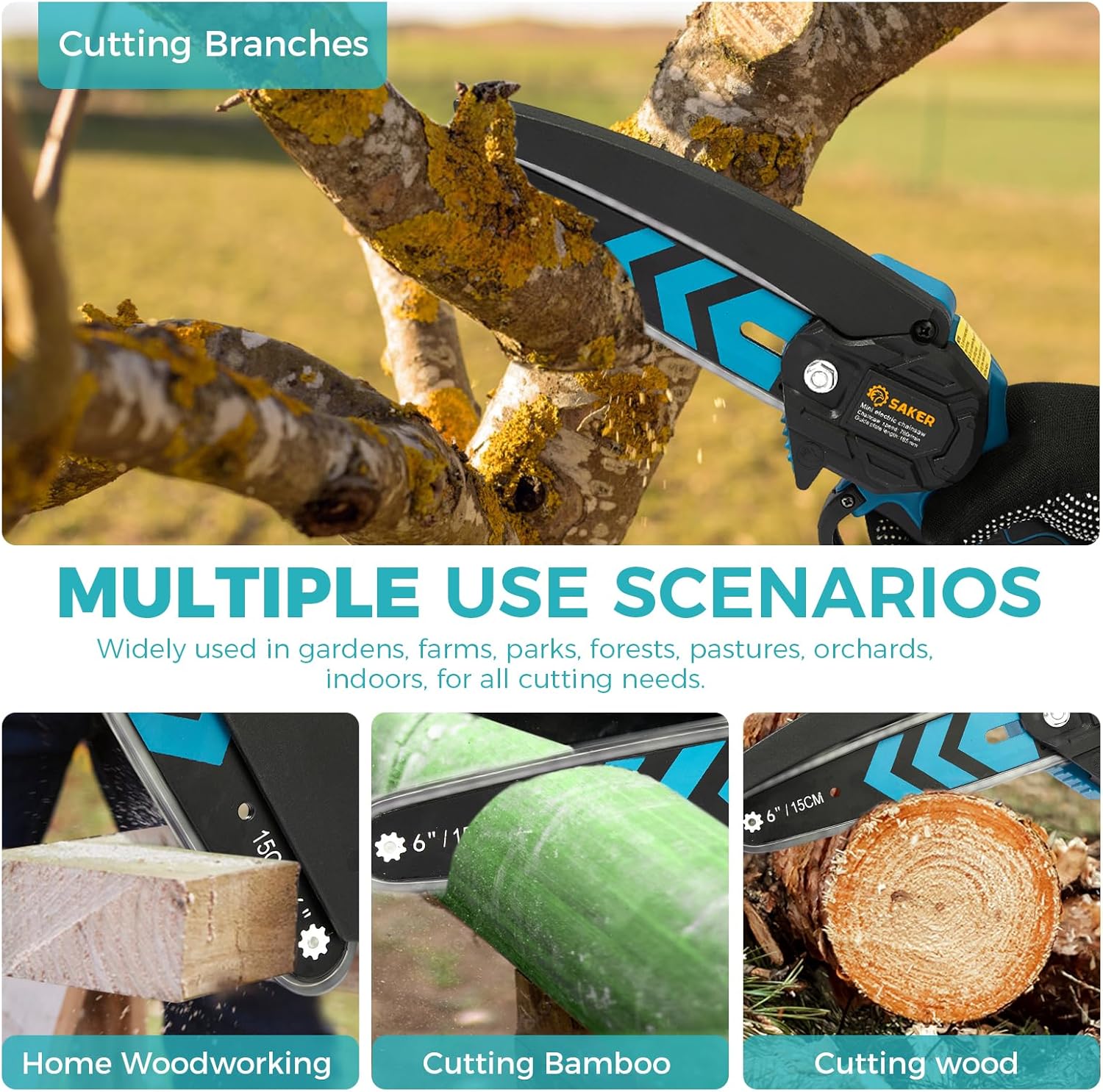 Alternative view of Saker Mini Chainsaw,6 Inch Portable Electric Chainsaw Cordless, Small Handheld Chain saw for Tree Branches,Courtyard, Household and Garden,Valentine's Day Gifts for Men Dad Husband Women