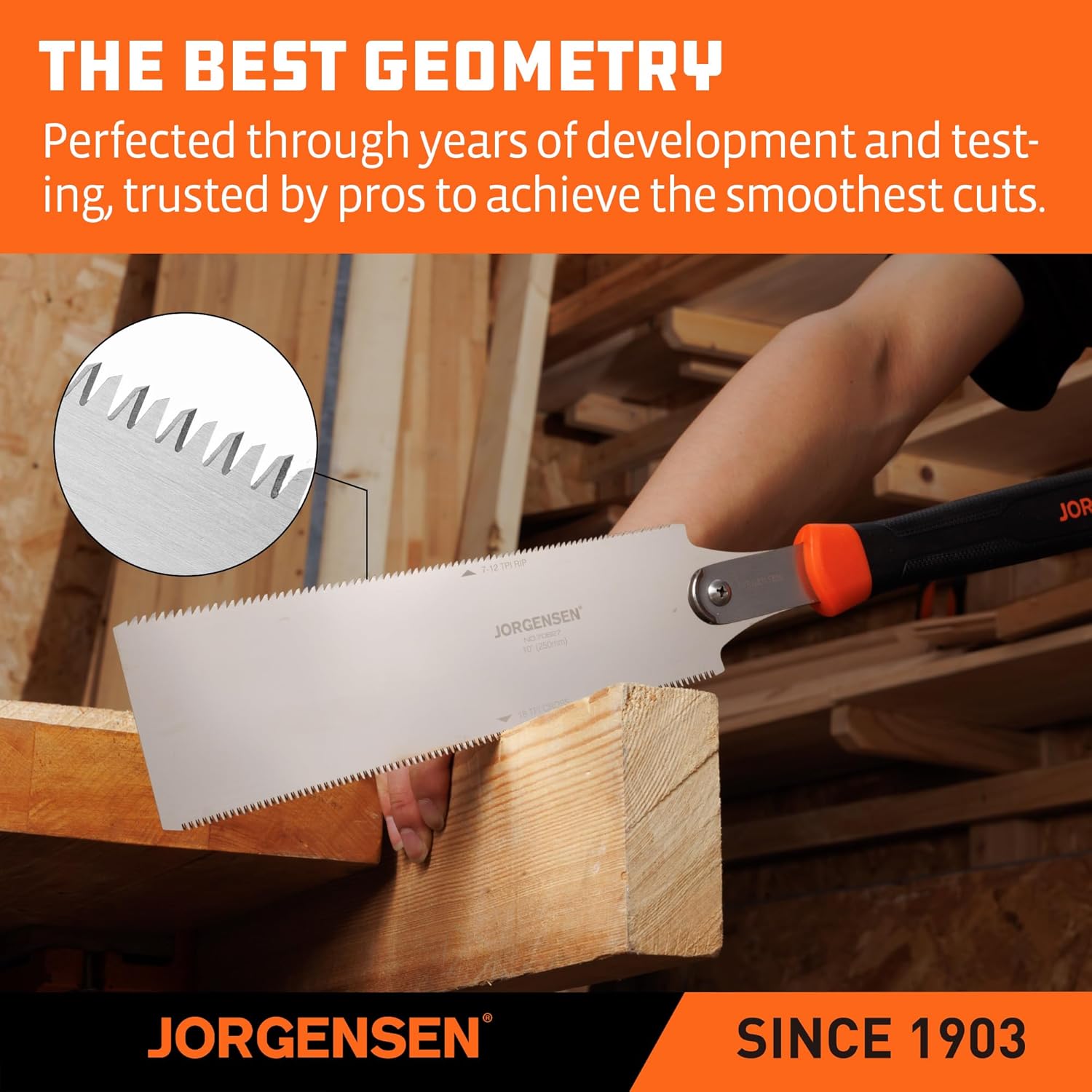 Alternative view of JORGENSEN Japanese Pull Saw, 10 Inch Pro Double Edge Hand Saw - SK5 Flexible Replaceable Blade, 7-12 & 18 TPI Flush Cut Blade, Japanese Handsaw for Hardwood & Softwood Woodworking, Wood Trim