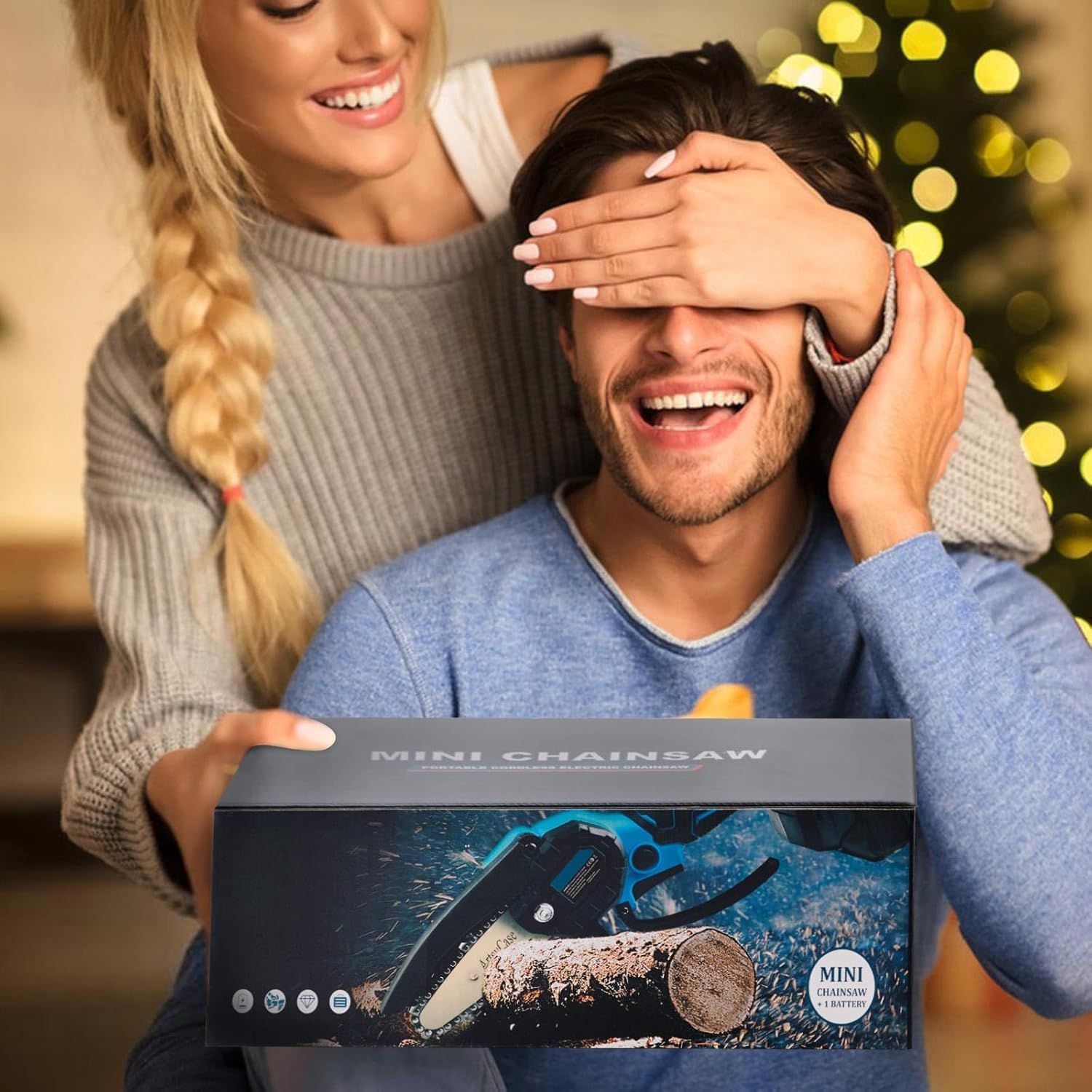 ArtsyCase Mini Chainsaw 6-inch Cordless, Portable chainsaws, Small Handheld Chain Saw for Tree Trimmer, Wood and Bamboo Cutting, Chain saws Gifts for Husband, Dad(1 Battery+ 1 Chain+ 1 Bars)