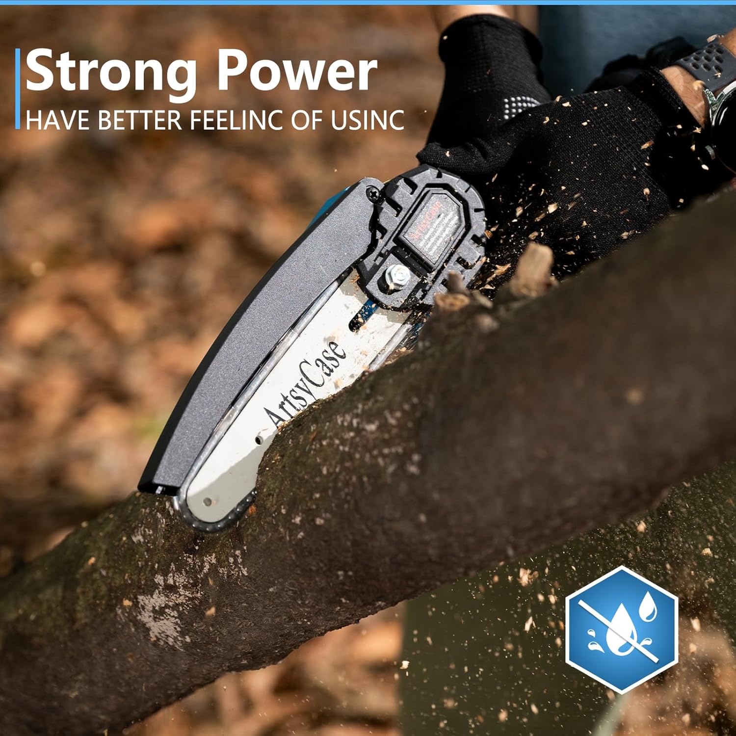 Alternative view of ArtsyCase Mini Chainsaw 6-inch Cordless, Portable chainsaws, Small Handheld Chain Saw for Tree Trimmer, Wood and Bamboo Cutting, Chain saws Gifts for Husband, Dad(1 Battery+ 1 Chain+ 1 Bars)