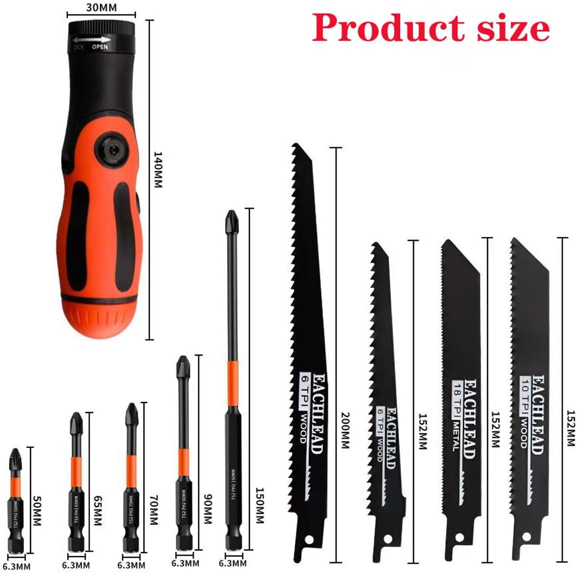 9-In-1 Multi-Functional Hand Saw Set - Reciprocating Saw Blades & Screwdriver Bits Kit, 6/10/18 TPI Blades for Cutting Wood,Thin Metel, Plastic, DIY Crafts, Household Repair Tools