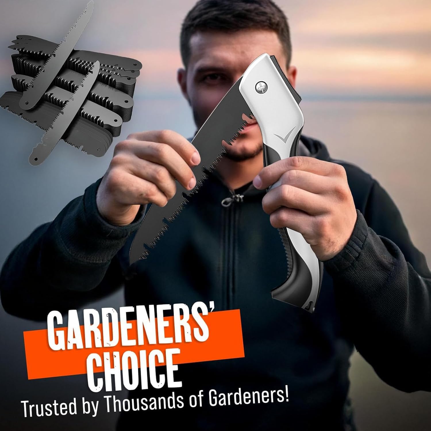 Folding Hand Saw Set with Extra Blade, 1 Grinders & Glove, 12 Inch Extra Long Blade Heavy Duty Foldable Pruning Saws for Tree Trimming, Wood Cutting, Ergonomic Handle Folding Saw Pocket Saws