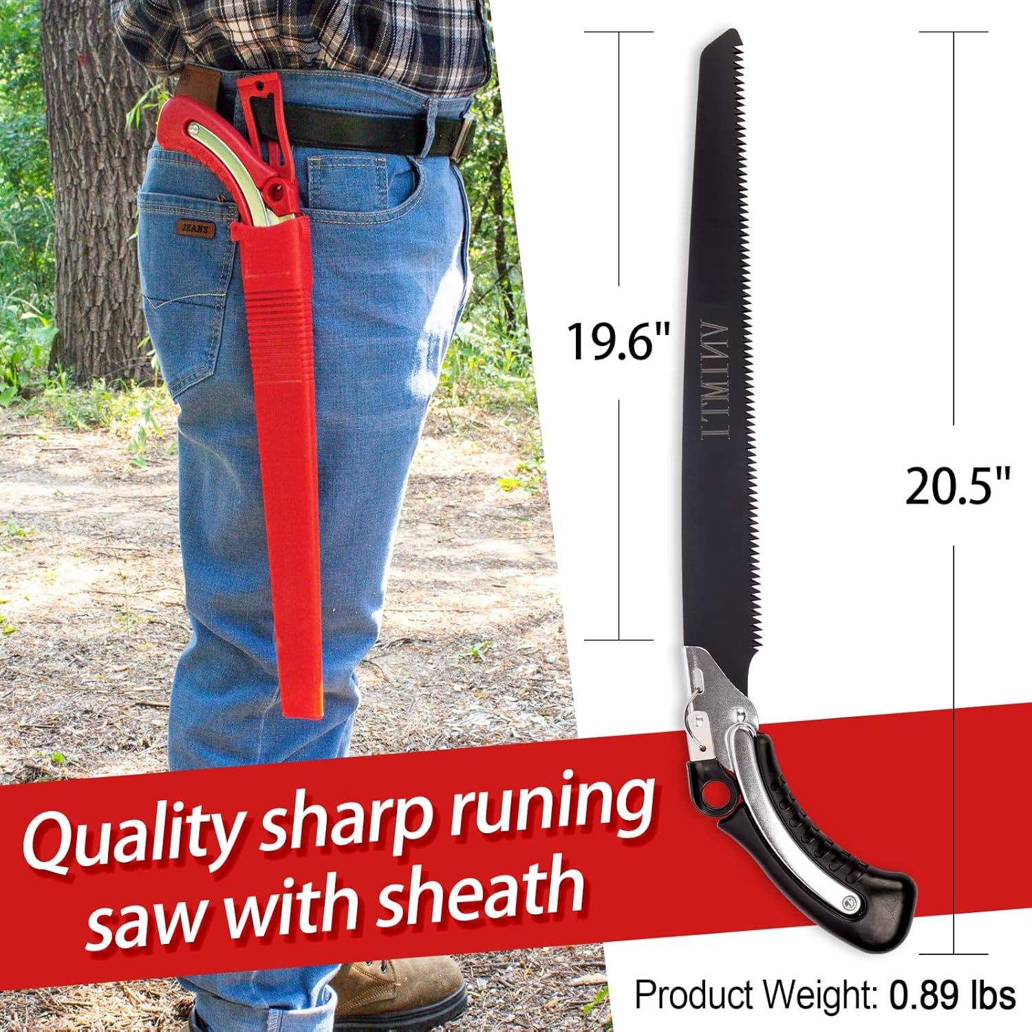 Alternative view of VNIMTI Pruning Saw for Tree Trimming, 20" Heavy Duty Hand Saw Wood Cutting, Red