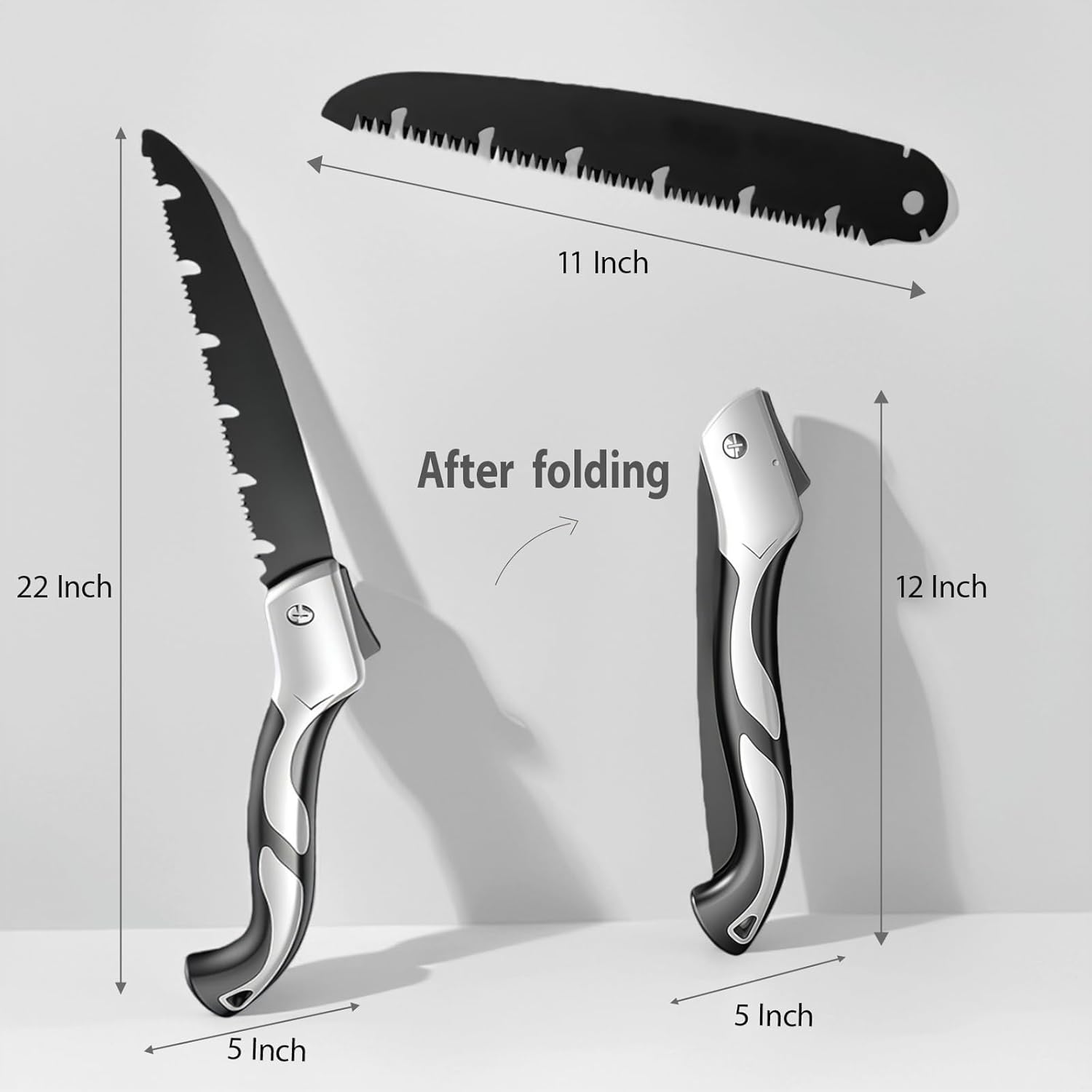 Alternative view of Folding Hand Saw Set with Extra Blade, 1 Grinders & Glove, 12 Inch Extra Long Blade Heavy Duty Foldable Pruning Saws for Tree Trimming, Wood Cutting, Ergonomic Handle Folding Saw Pocket Saws