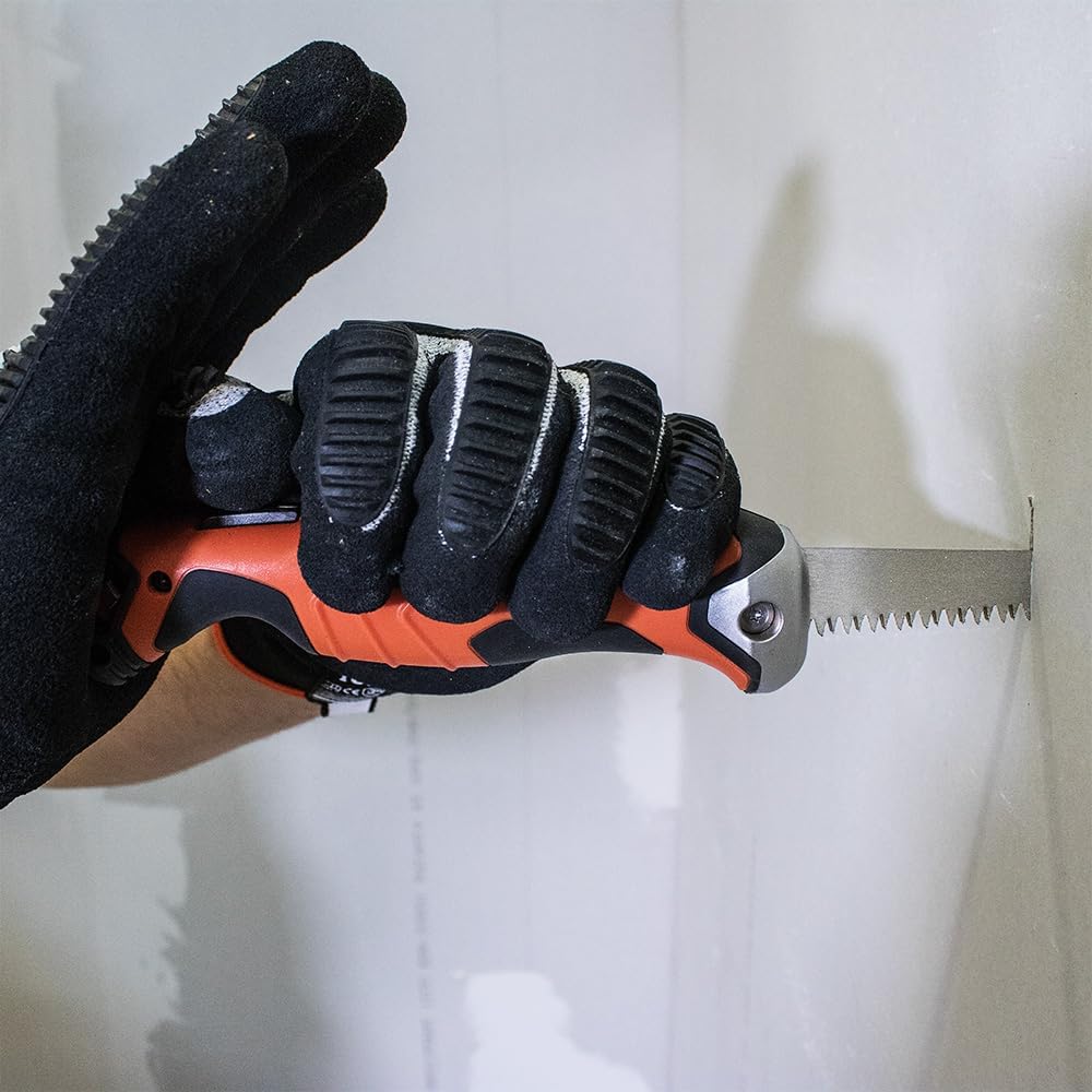 Klein Tools 31737 Folding Jab Saw / Drywall Hand Saw with Lockback at 180 and 125 Degrees and Tether Hole