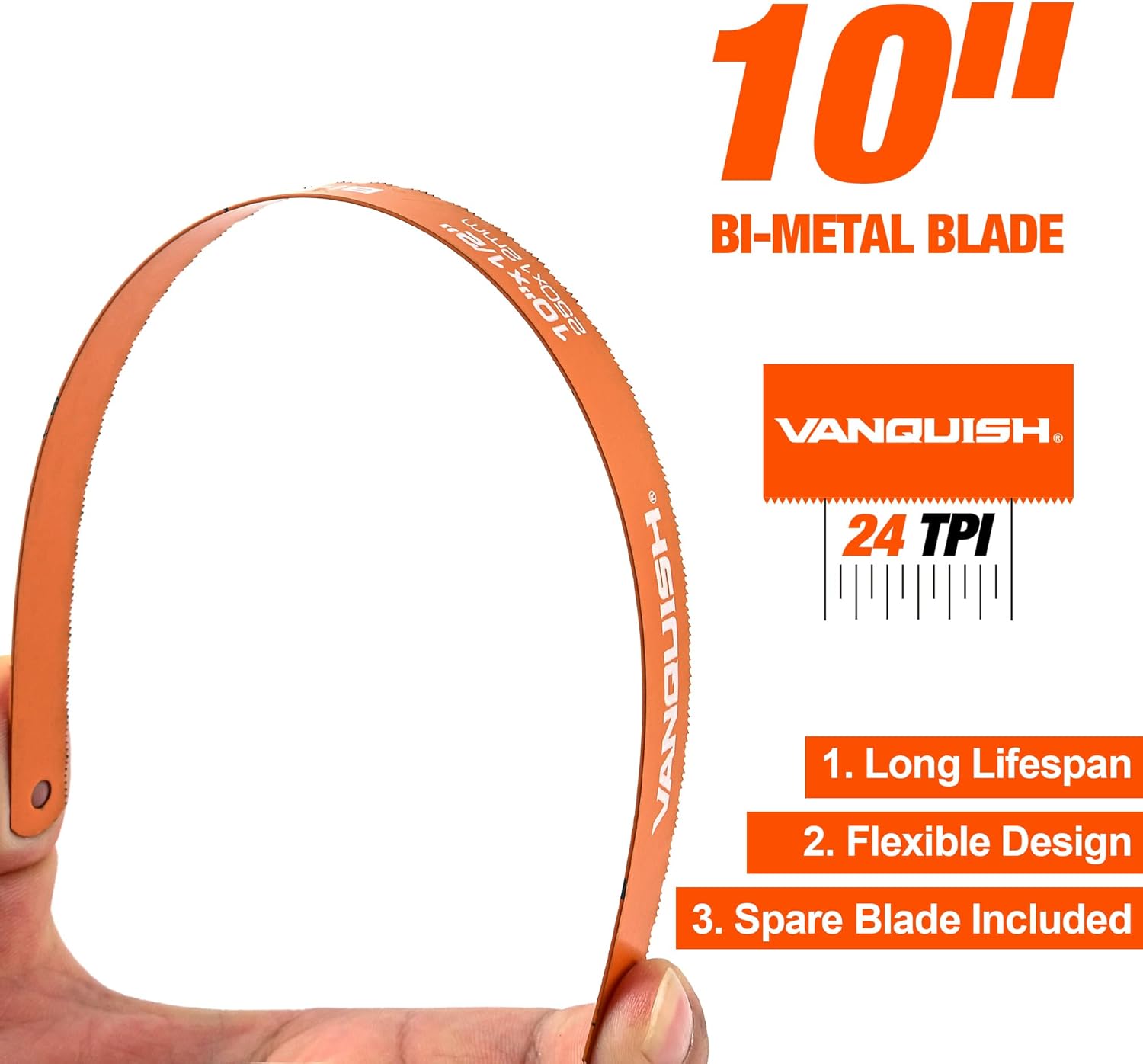 Alternative view of VANQUISH Hacksaw, Compact Hand Operating Hack Saw with 10 Inch Aluminum Frame, Bi-Metal HSS Blades, Suitable for Wood and Metal Mini Hacksaw 4851