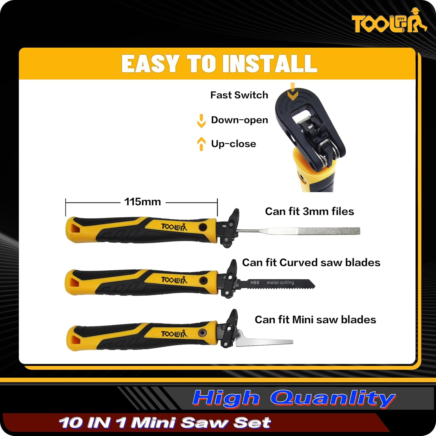 TOOLAN: 10-In-1 Model Craft Hand Saw & File Set. DIY Mini Razor Saw&File Kit for Handcrafted, Modeling, Plastic, and Other Fine Cutting, Reliable Blade Quick Change Mechanism