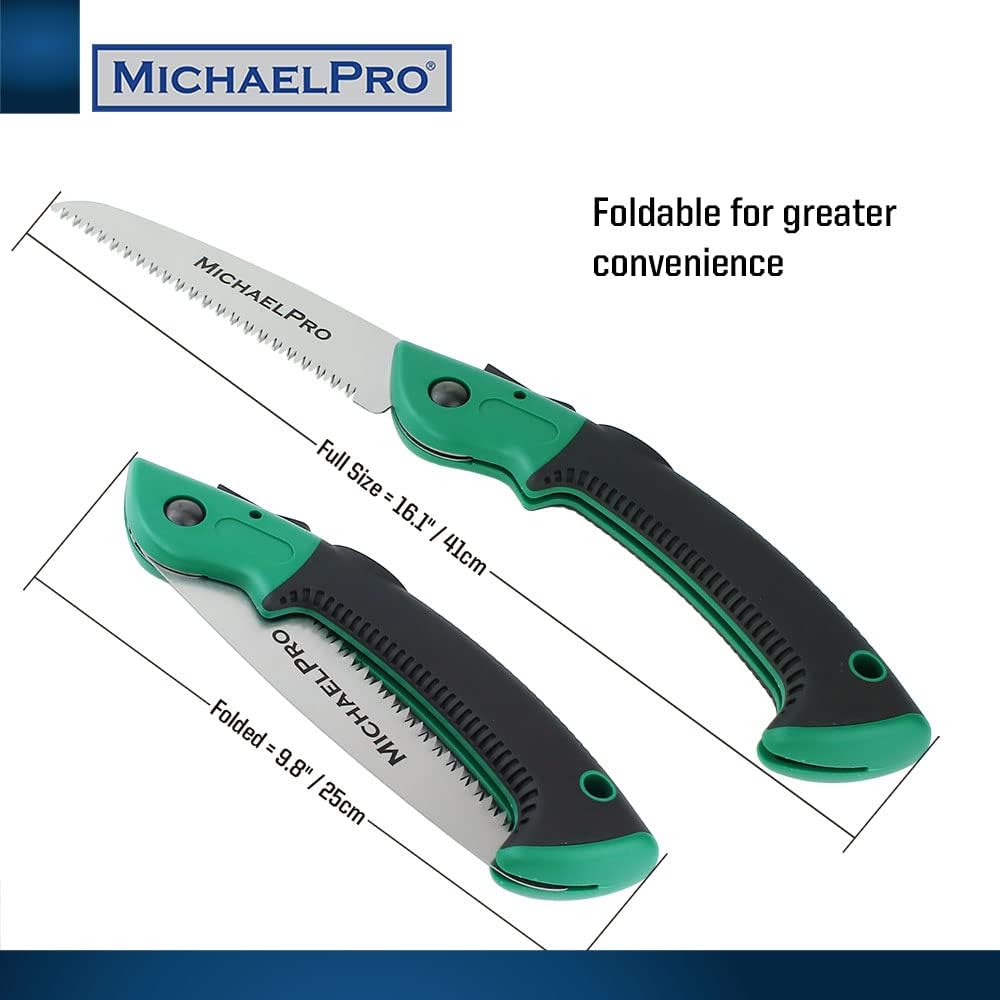 MichaelPro MP010024 Folding Hand Saw, Pruning Saw | 7” Rugged Blade Hand Saw with Non-Slip Grip for Tree Pruning, Camping, Gardening, Hunting. Cutting Wood, PVC