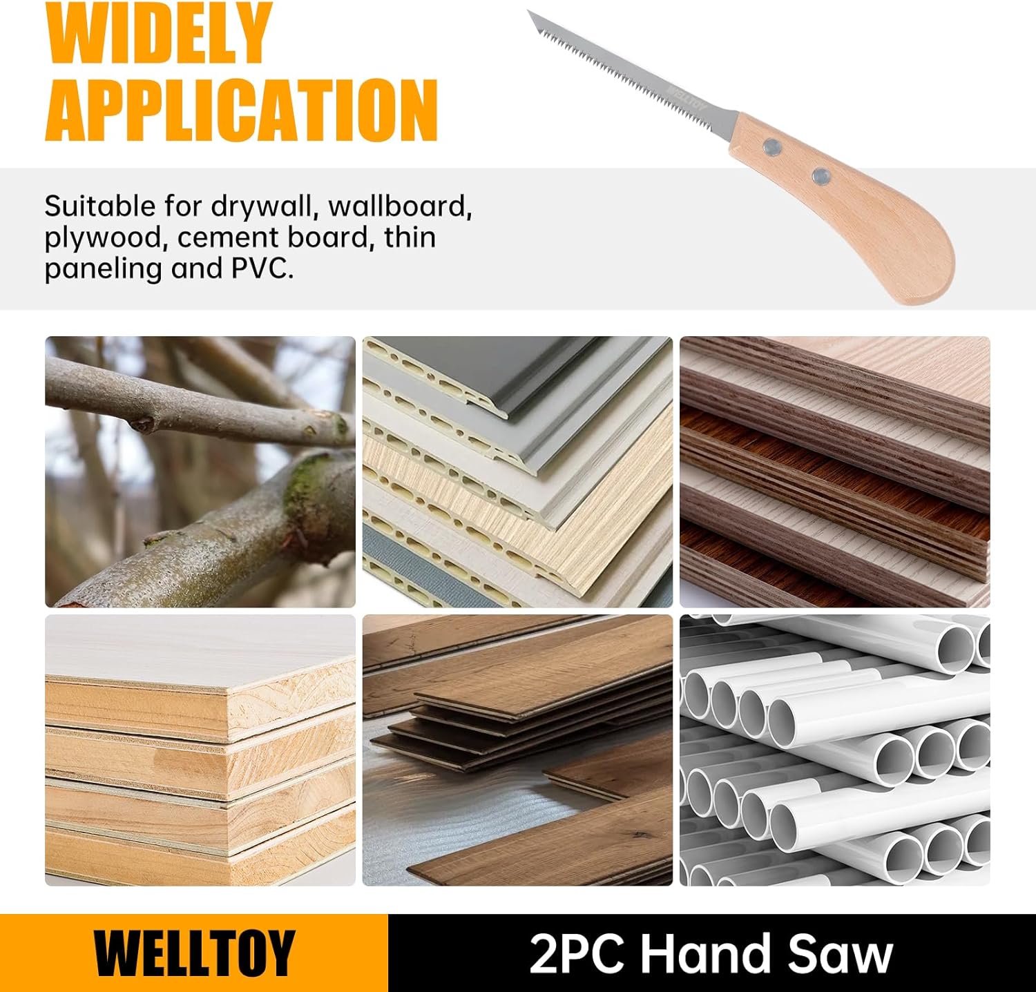 Alternative view of 2PC Small Hand Saw,6 inch Japanese Pull Saws with Anti-Slip handle,Flexible Blade,17 TPI Japanese flush cut saw for Flush Cut Woodworking,DIY and Small Project.