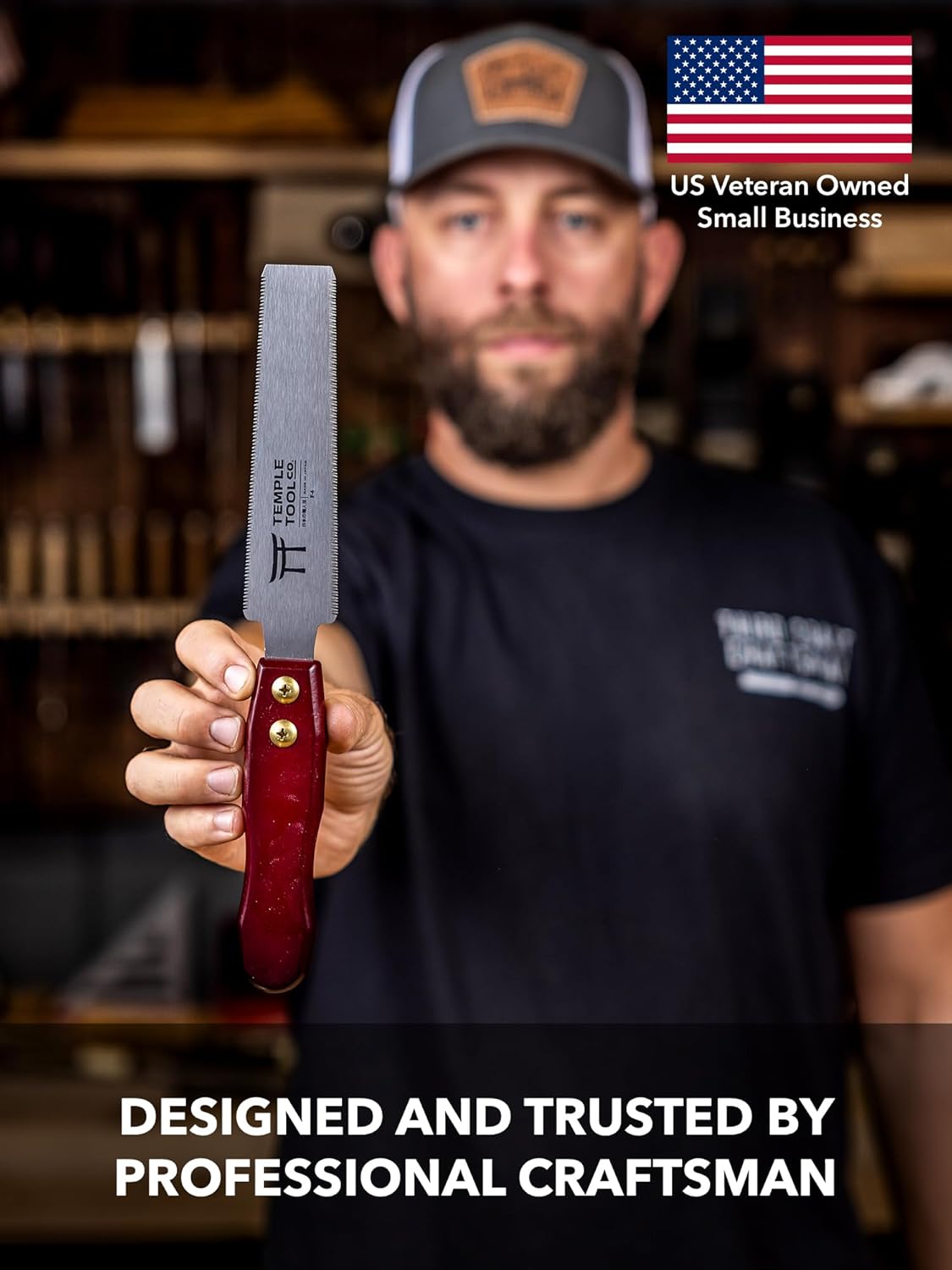 Temple Tool Co. Japanese Flush Cut Saw - 6 Inch Double Edge Pull Saw for Flush Cutting Dowels, Pegs, Wedges - Hardwood Softwood