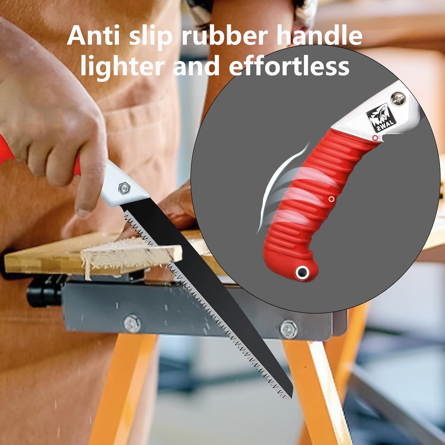 Alternative view of Medium Length japanese pull saw with Super Sharp Teeth,Thickened SK5 Steel,for Home Pruning, Logging, Landscaping,Three Sided Grinding,10.5"