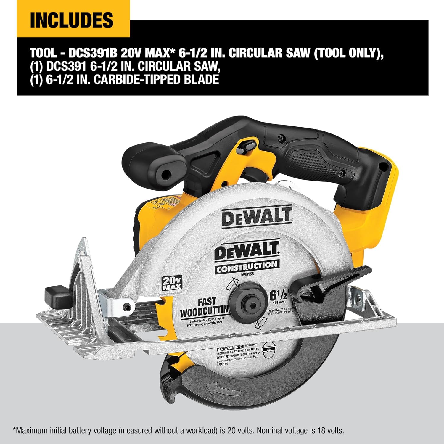 Alternative view of DEWALT 20V MAX Circular Saw, Cordless Sidewinder Style Portable, 6-1/2-Inch Blade, 5150 RPM, 0-50 Degree Bevel Capability, Battery Not Included (DCS391B)