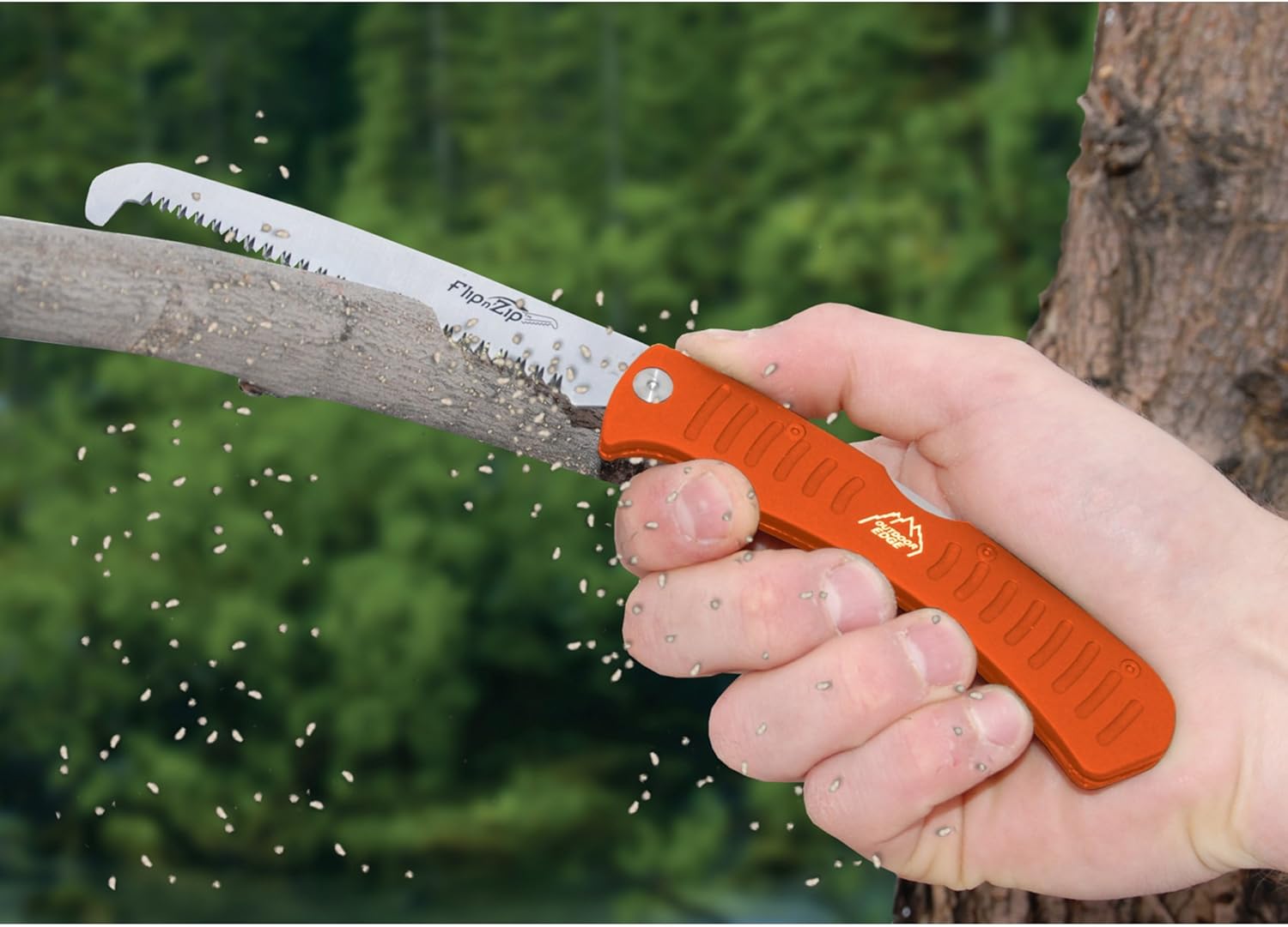 Outdoor Edge 4.5" Flip N' Zip Saw - Lightweight Folding Aluminum Handle Outdoor-Hunting Saw with 65Mn Spring Steel Blade and Triple Ground Teeth for Bone and Wood with Nylon Sheath