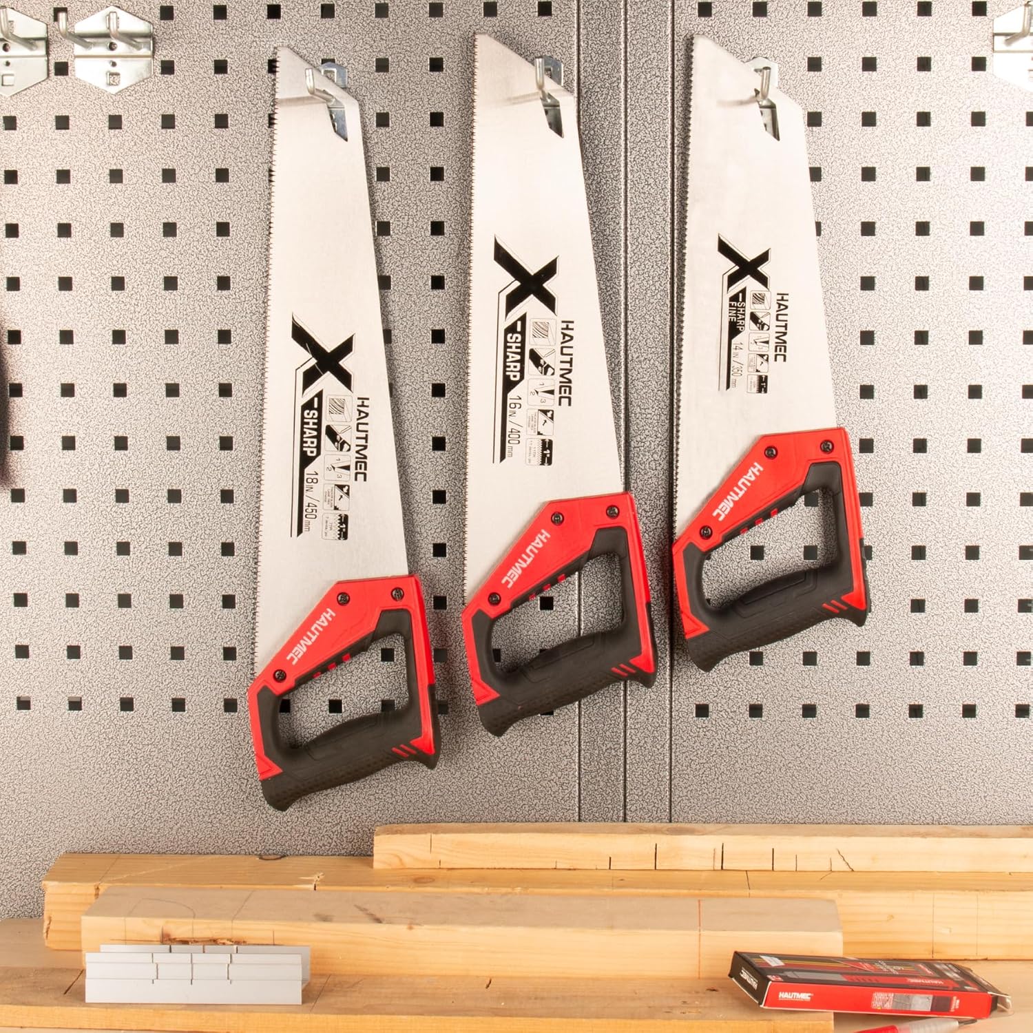 HAUTMEC 14" X-Sharp Compact Hand Saw for Cuts Comfort, Quality and Accuracy, Fine-Cut Handsaw with 12 TPI Triple-Ground Teeth and 1mm Thickened Large Blade, Bi-Material Ergonomic Handle u2013 HT0295