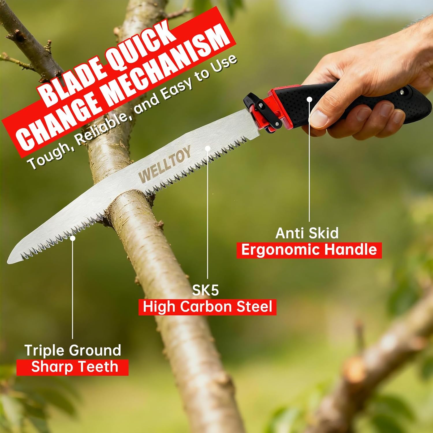 Alternative view of 3-in-1 Multi Blades Hand Saw,18 TPI Bi-Metal blade,Drywall Saw with TPR Handle,Blade Quick-Change Mechanism for Cutting Drywall, Sheetrock, Wood, Metal, Plastic and Plywood.