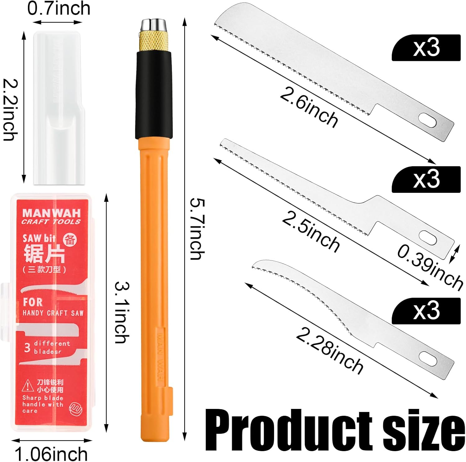 Alternative view of Honoson Mini Hand Saw Model Tools Small Hobby Saw Blades Kit with 9 Tiny Razor Hacksaw Blades for Miniatures, Modeling, DIY Crafts, Plastic Models, Wood(Style 1,Yellow)