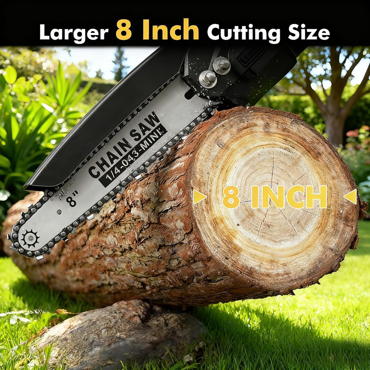 Mini Chainsaw Cordless 8 inch: Electric Chainsaw Battery Powered, Brushless Chain Saw with Auto Oiler, 2pcs Battery, Handheld Saw for Tree Branch Wood Cutting,Gardening Tools for Men Dad Husband
