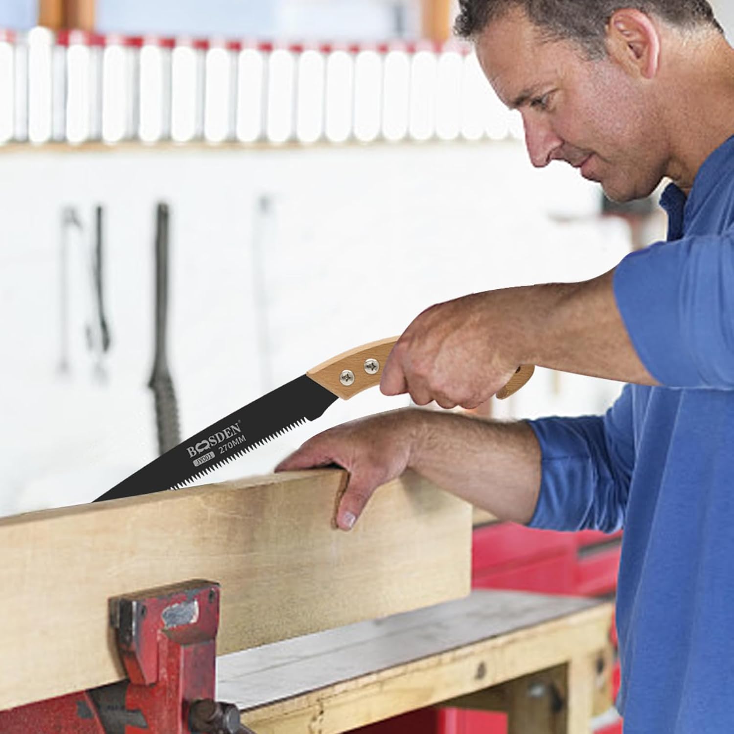 BOOSDEN 11'' Hand Pruning Saw, Japanese Trim Saw with Wood Handle, Hand Saws for Tree Trimming, Camping, Woodworking, Gardening